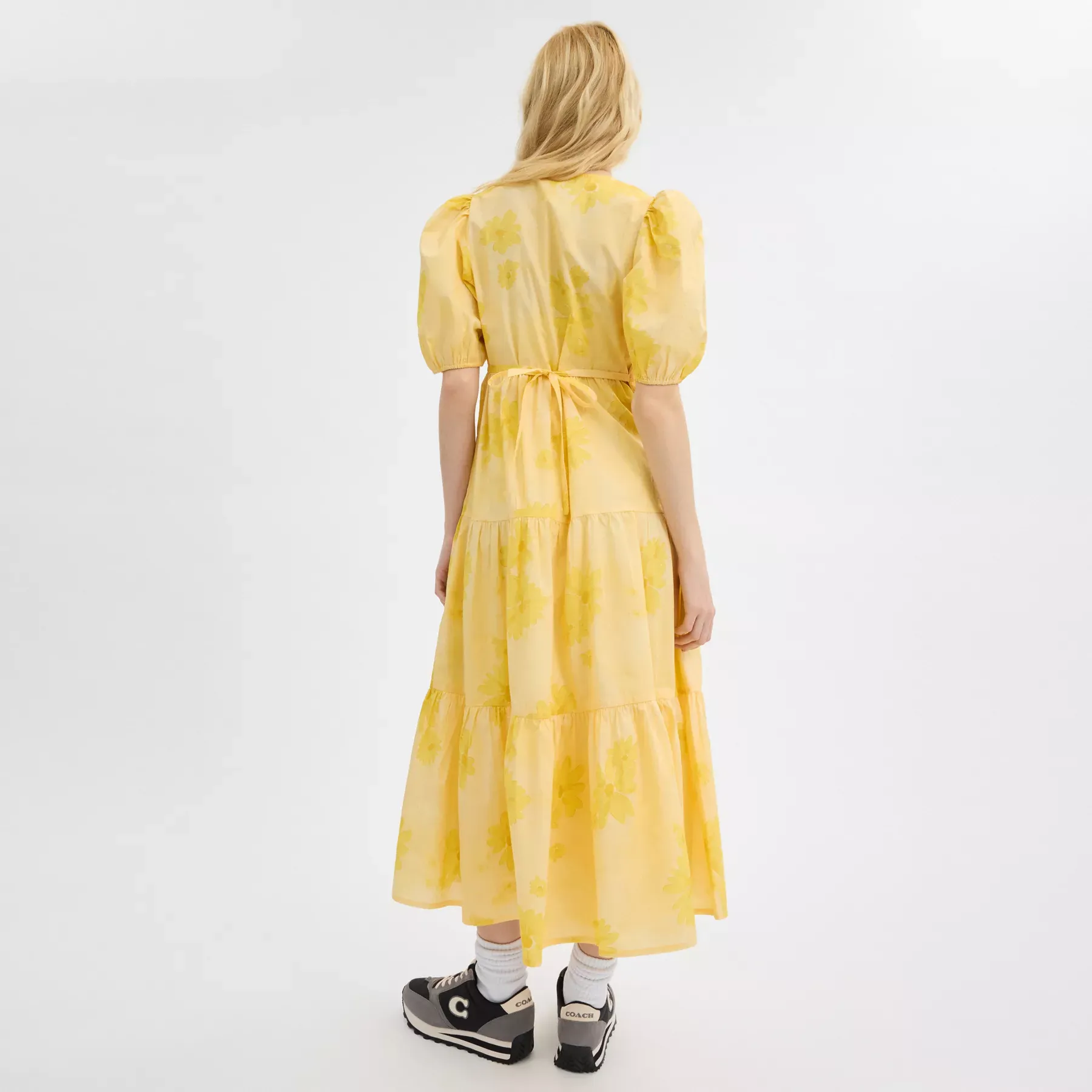 Long Cotton Floral Dress Yellow Long Cotton Floral Dress Yellow