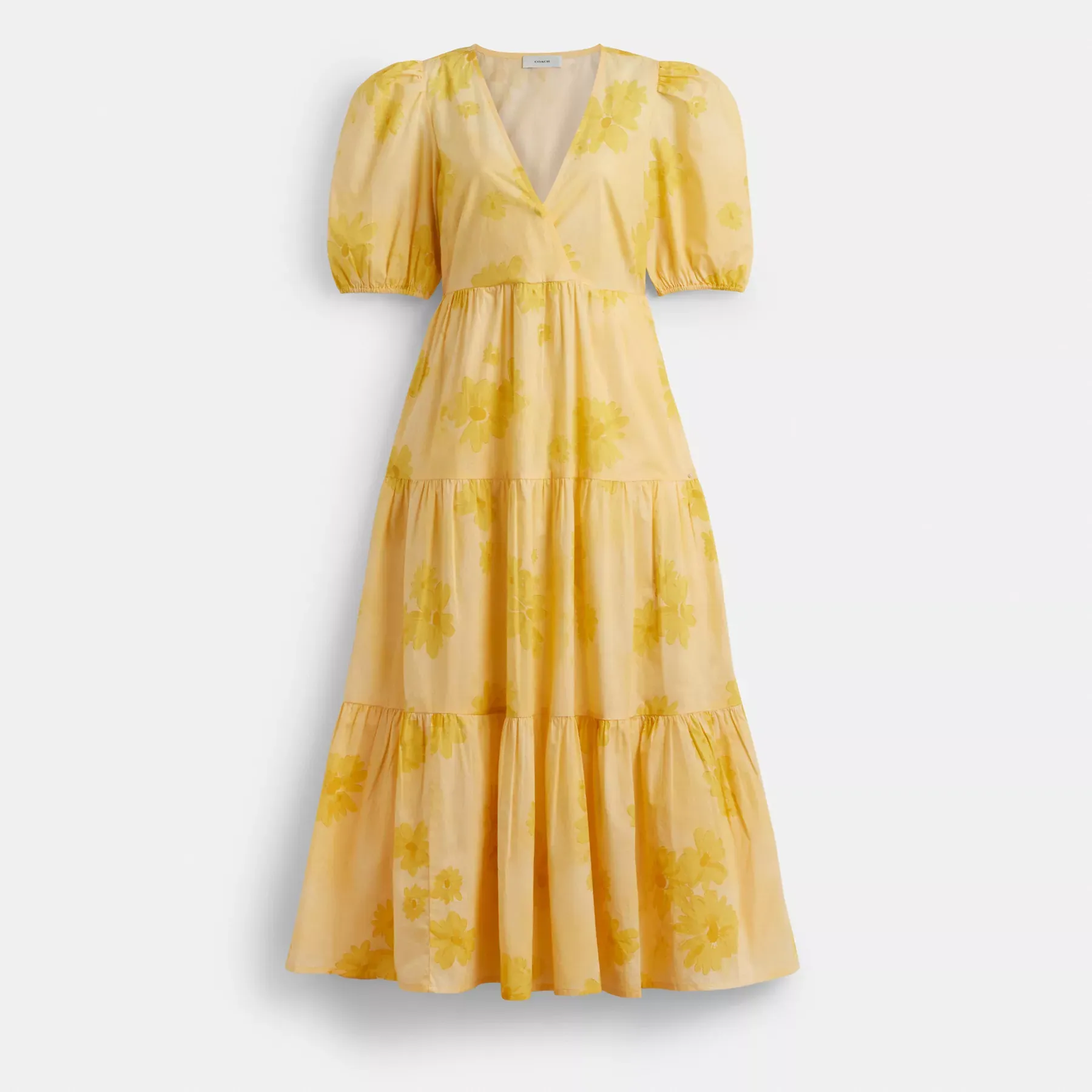 Long Cotton Floral Dress Yellow