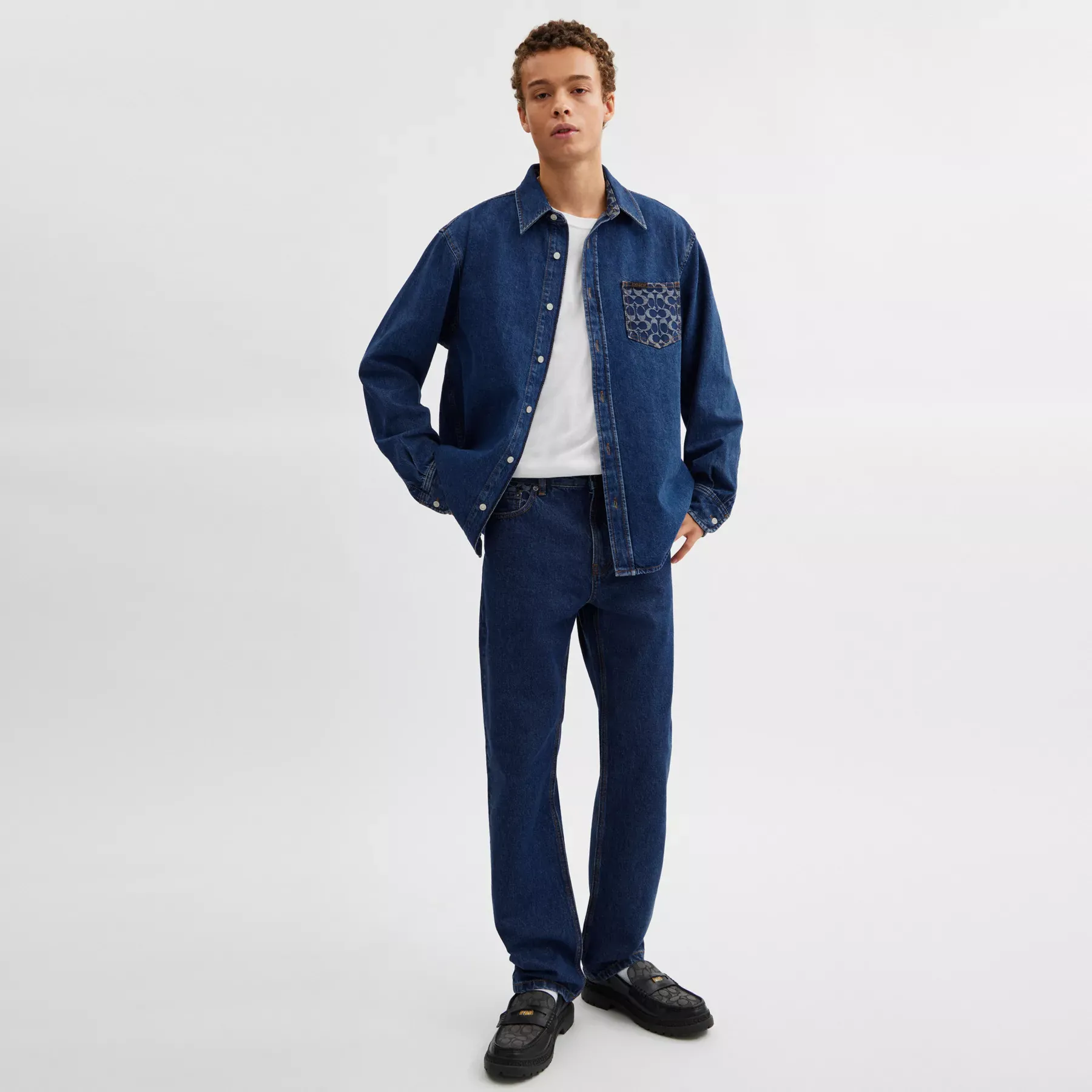 Long Sleeve Denim Shirt Dark Wash