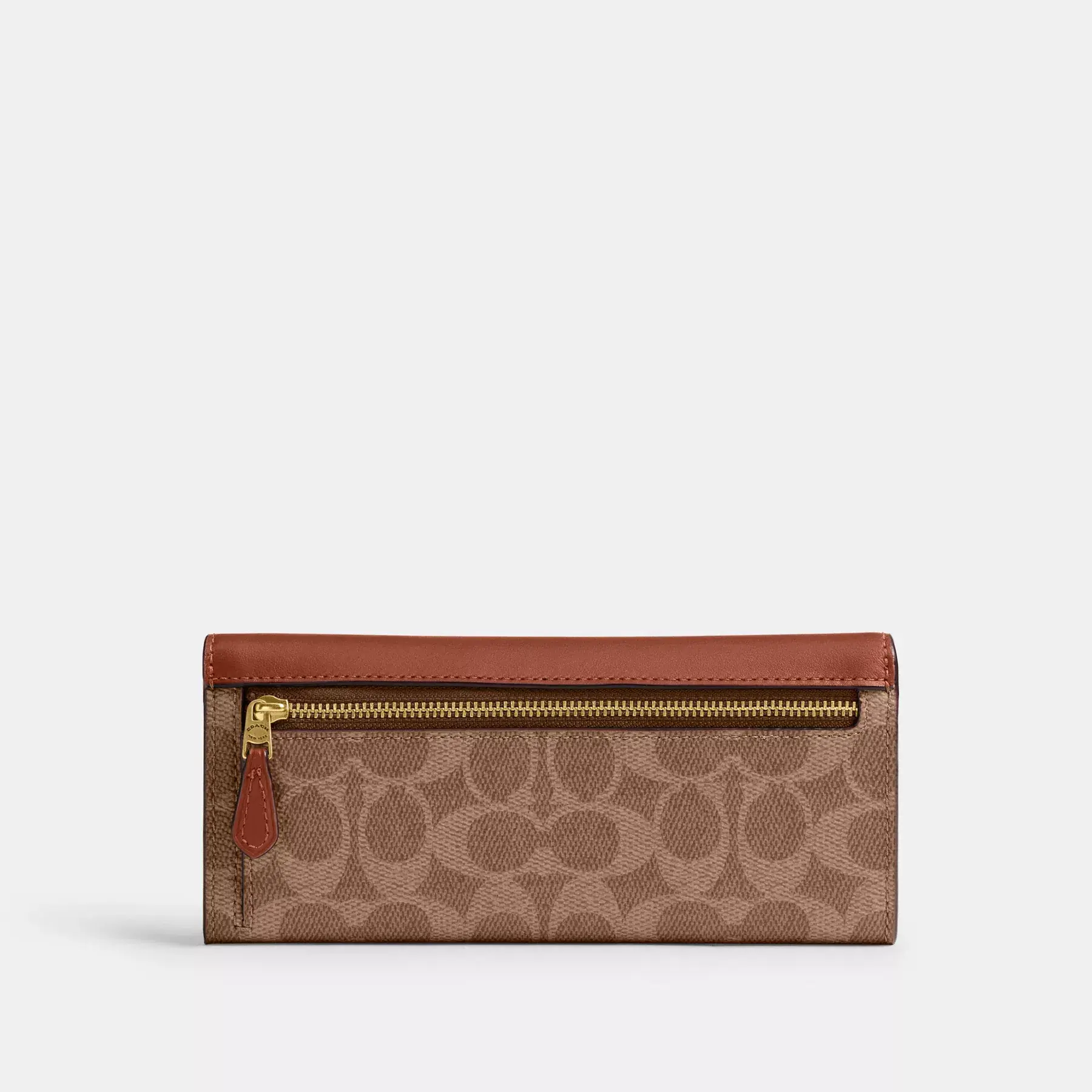 Mila Long Flap Wallet In Signature Canvas Tan Caramel