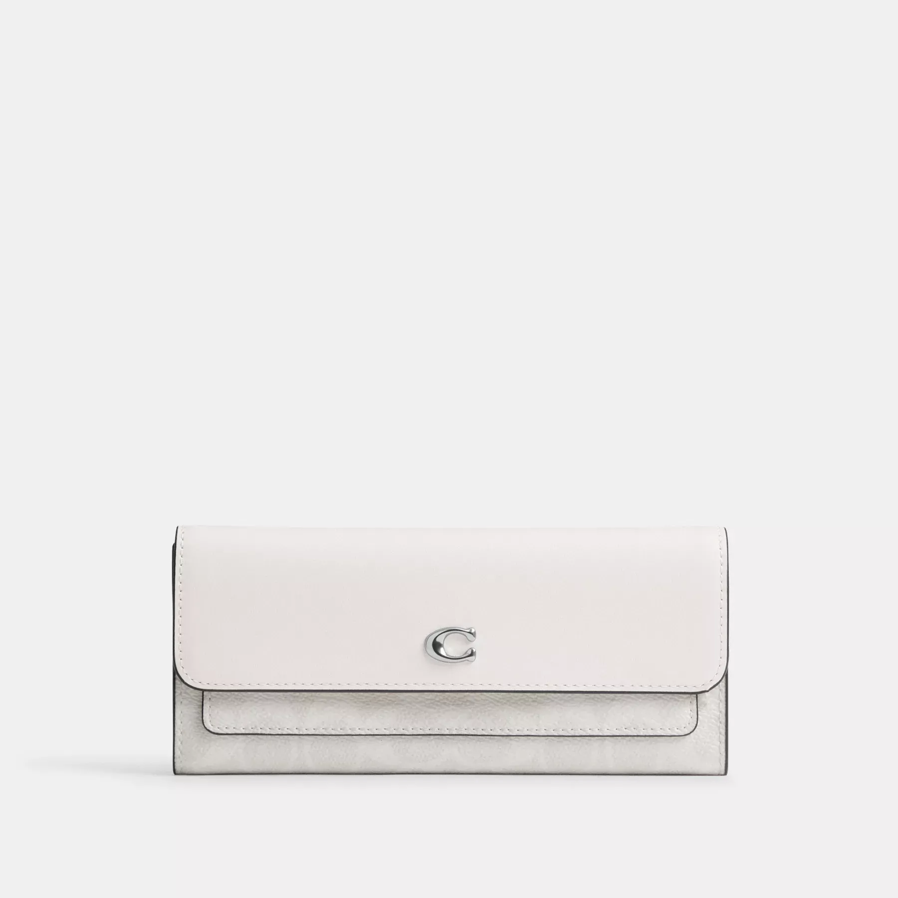 Mila Long Flap Wallet In Signature Canvas White Chalk