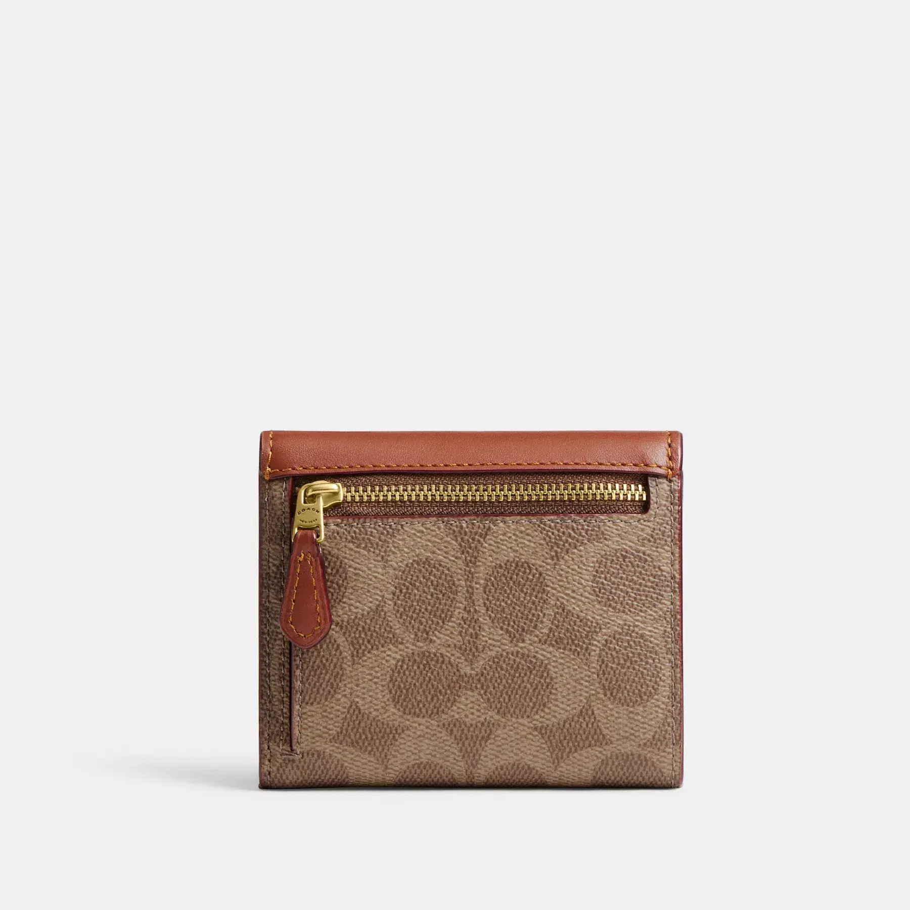 Mila Small Flap Wallet In Signature Canvas Tan Caramel