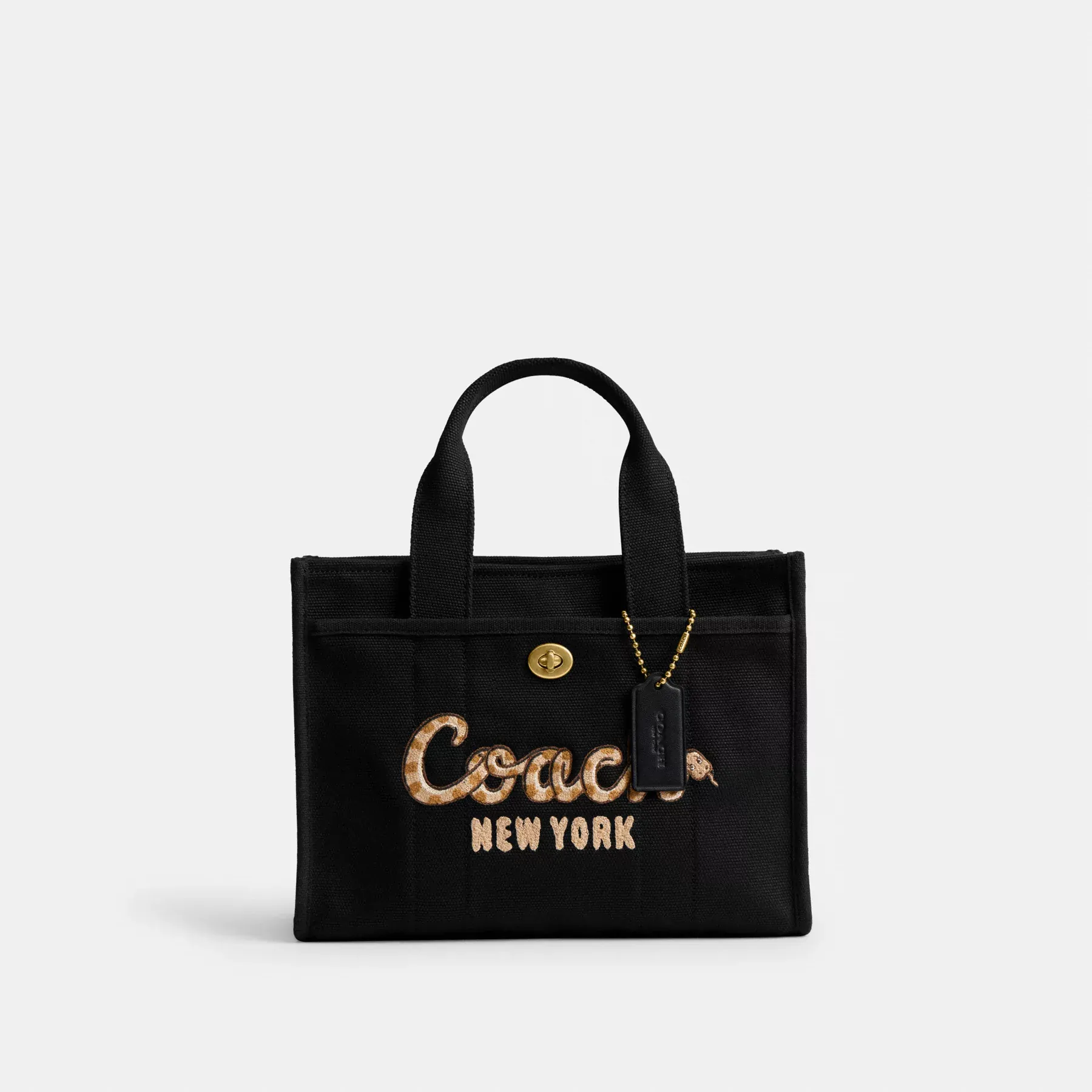 New Year Cargo Tote Bag 26 With Coach Snake Script Black