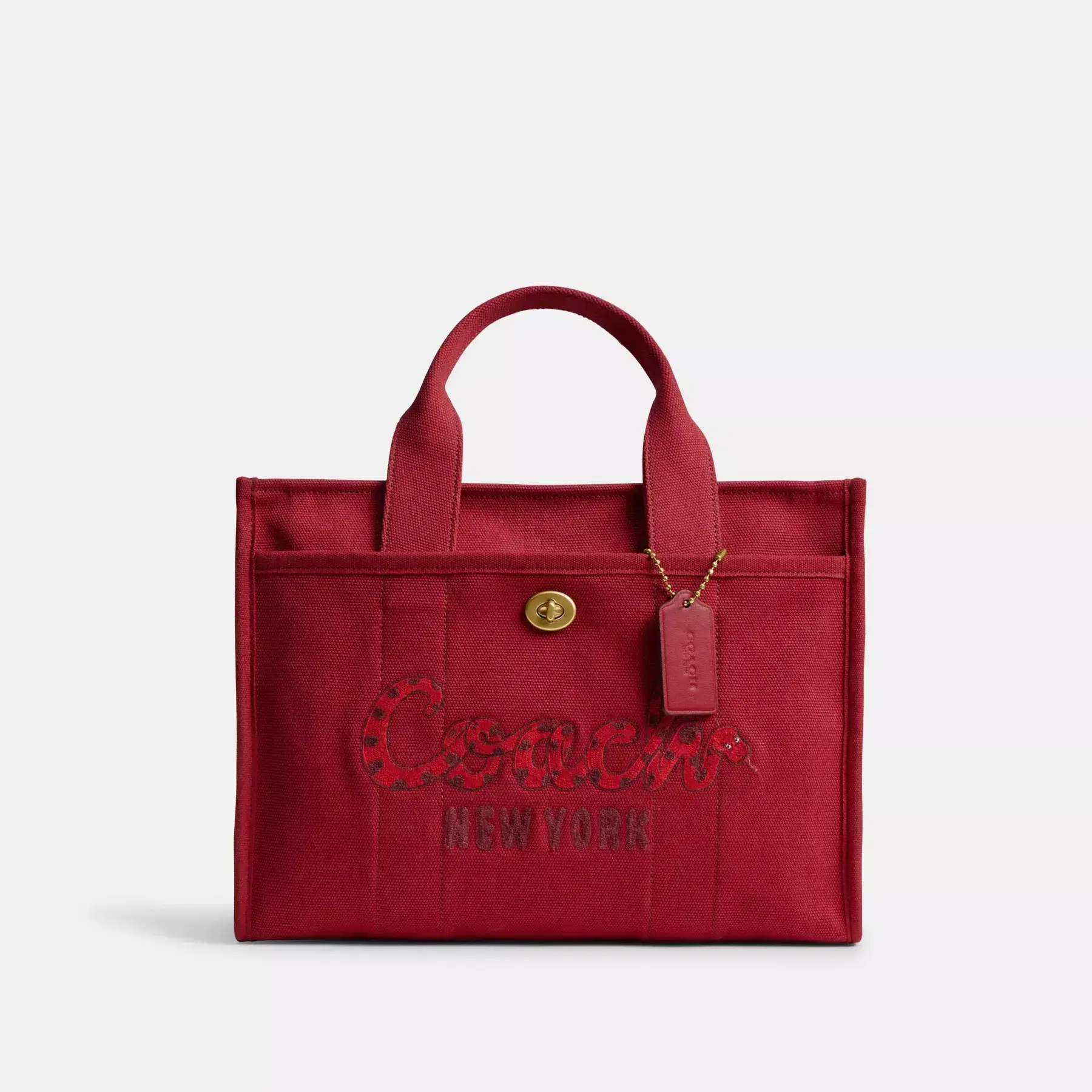 New Year Cargo Tote Bag With Coach Snake Script Ruby New Year Cargo Tote Bag With Coach Snake Script Ruby