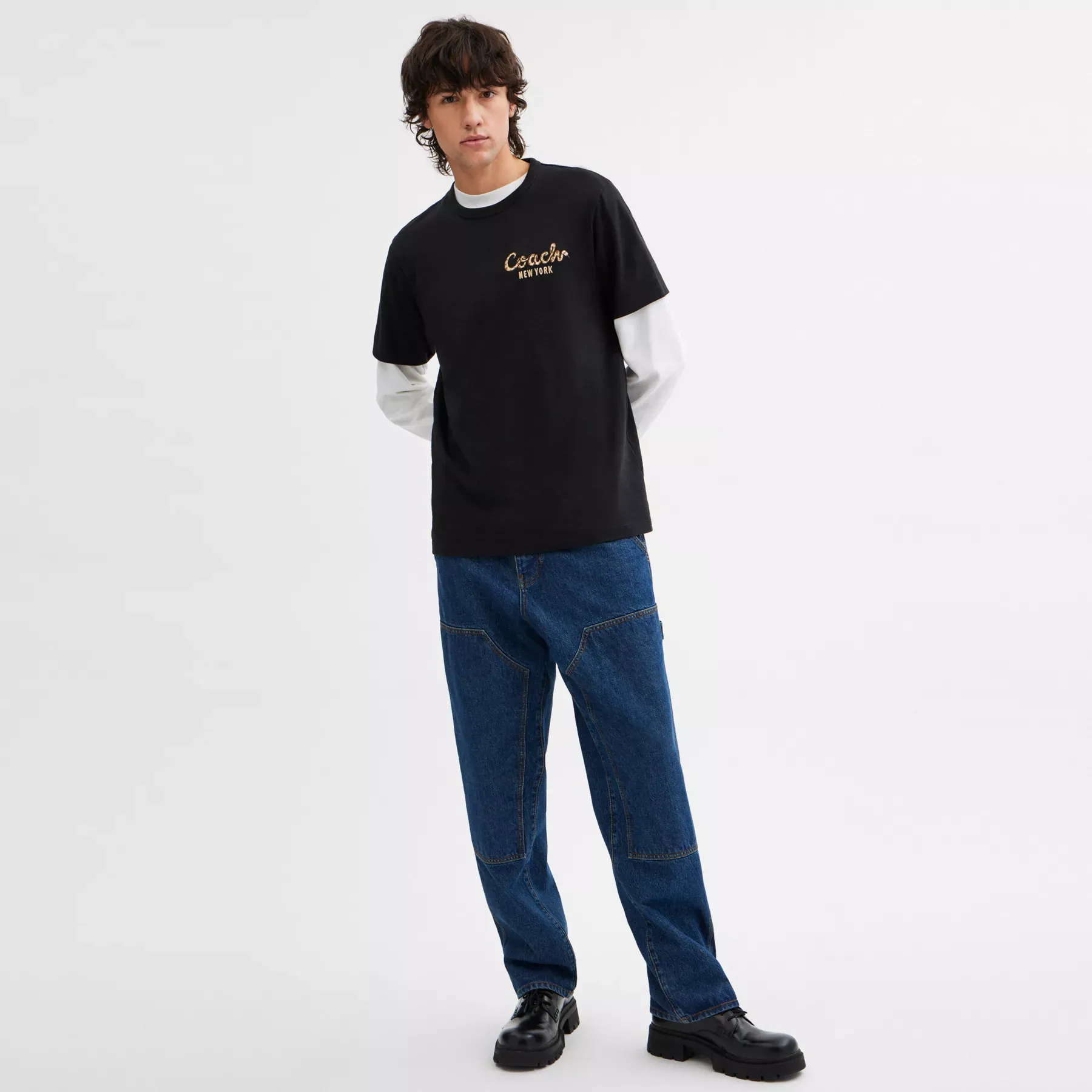 New Year Coach Snake Script T-Shirt In Organic Cotton Black