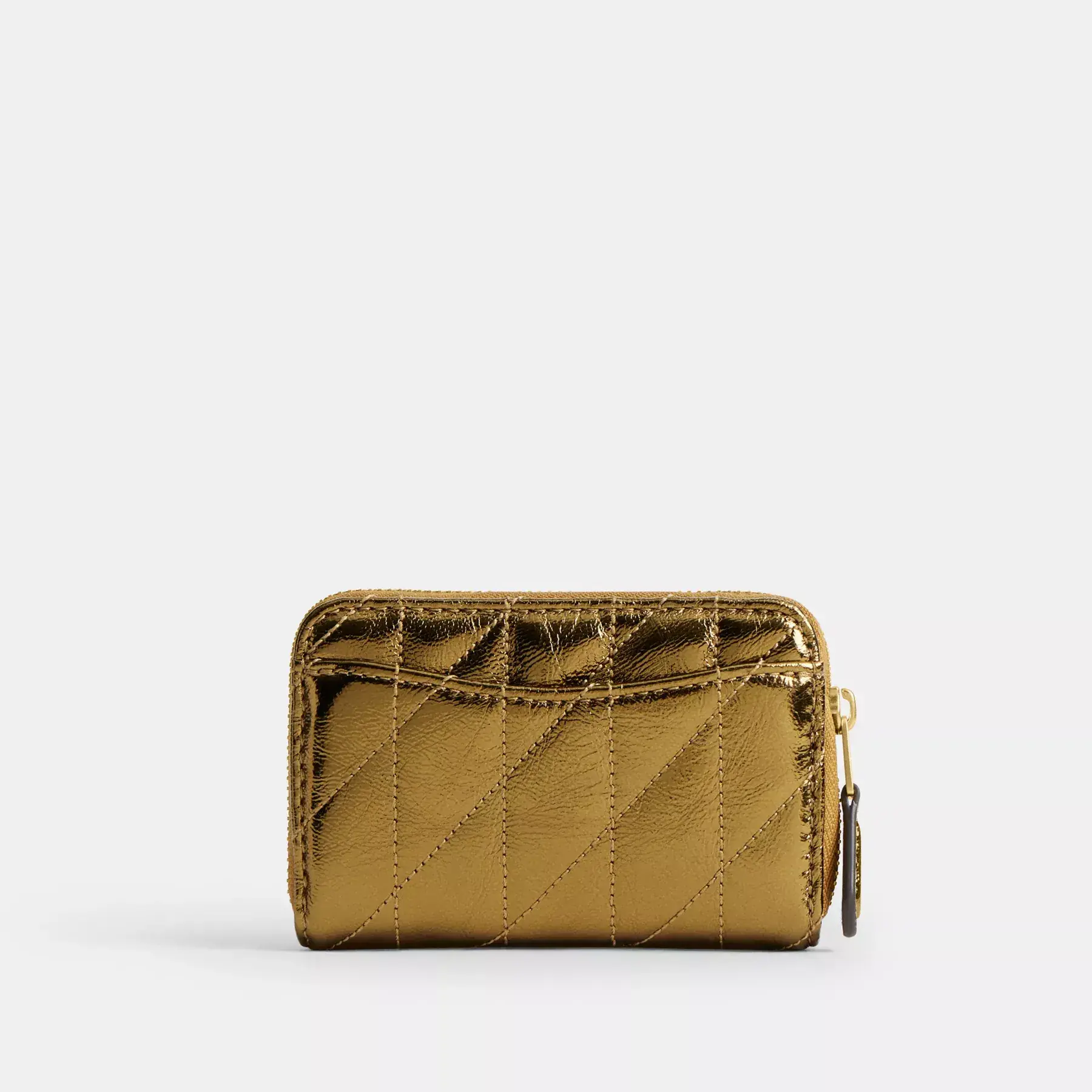 New Year Essential Small Zip Around Card Case With Quilting Gold