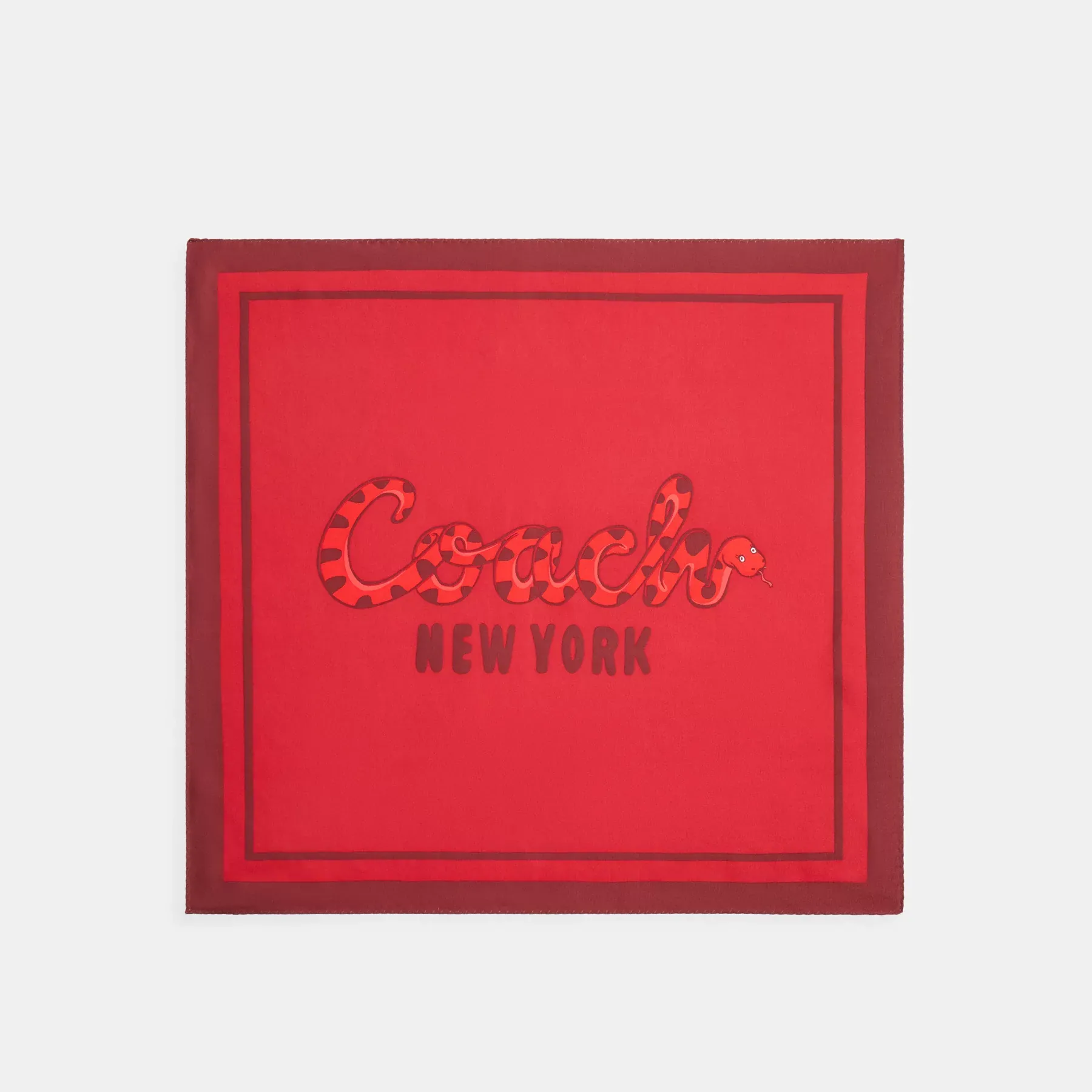 New Year Silk Bandana With Coach Snake Script Print Red
