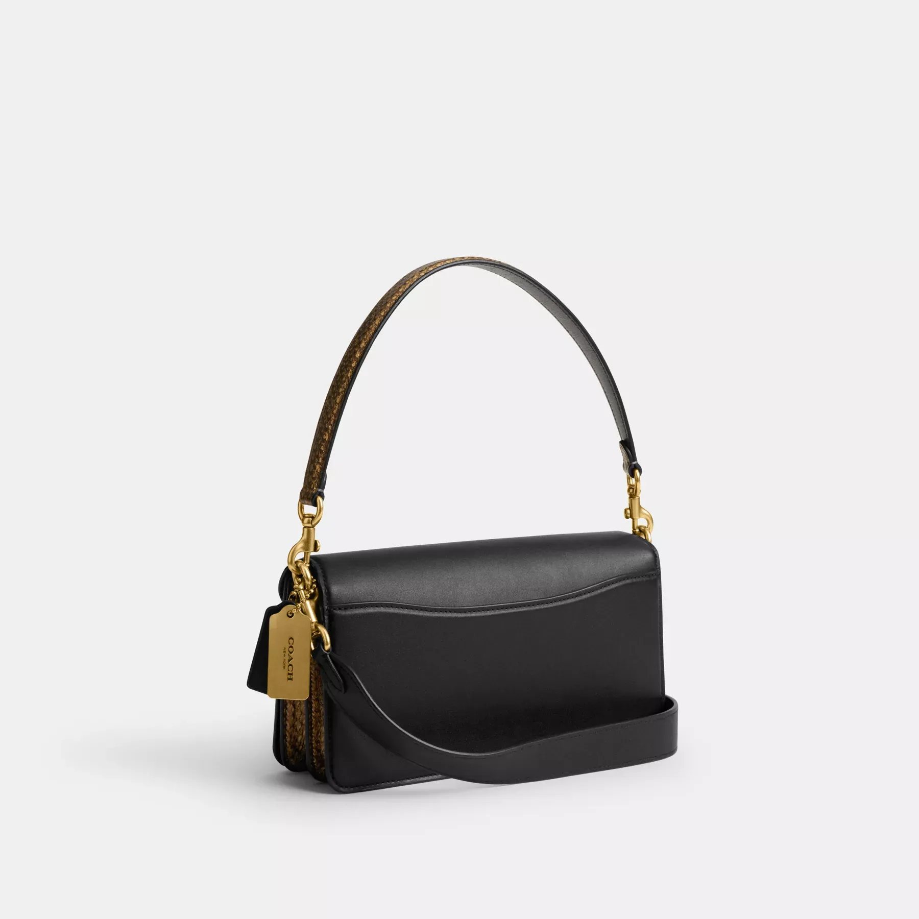 New Year Tabby Shoulder Bag 26 With Snakeskin Detail Black