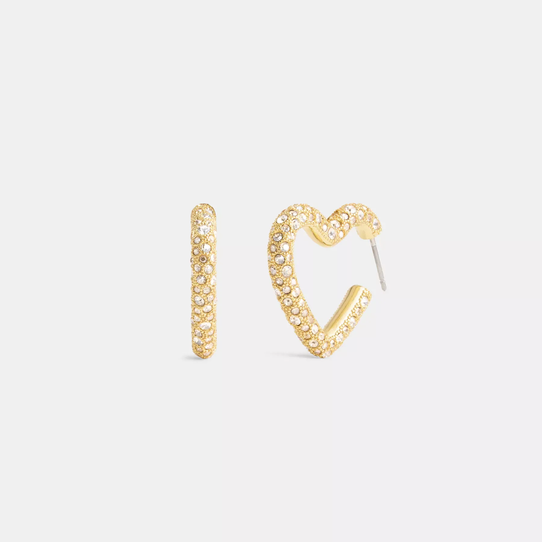Pavé Heart Hoop Earrings Gold