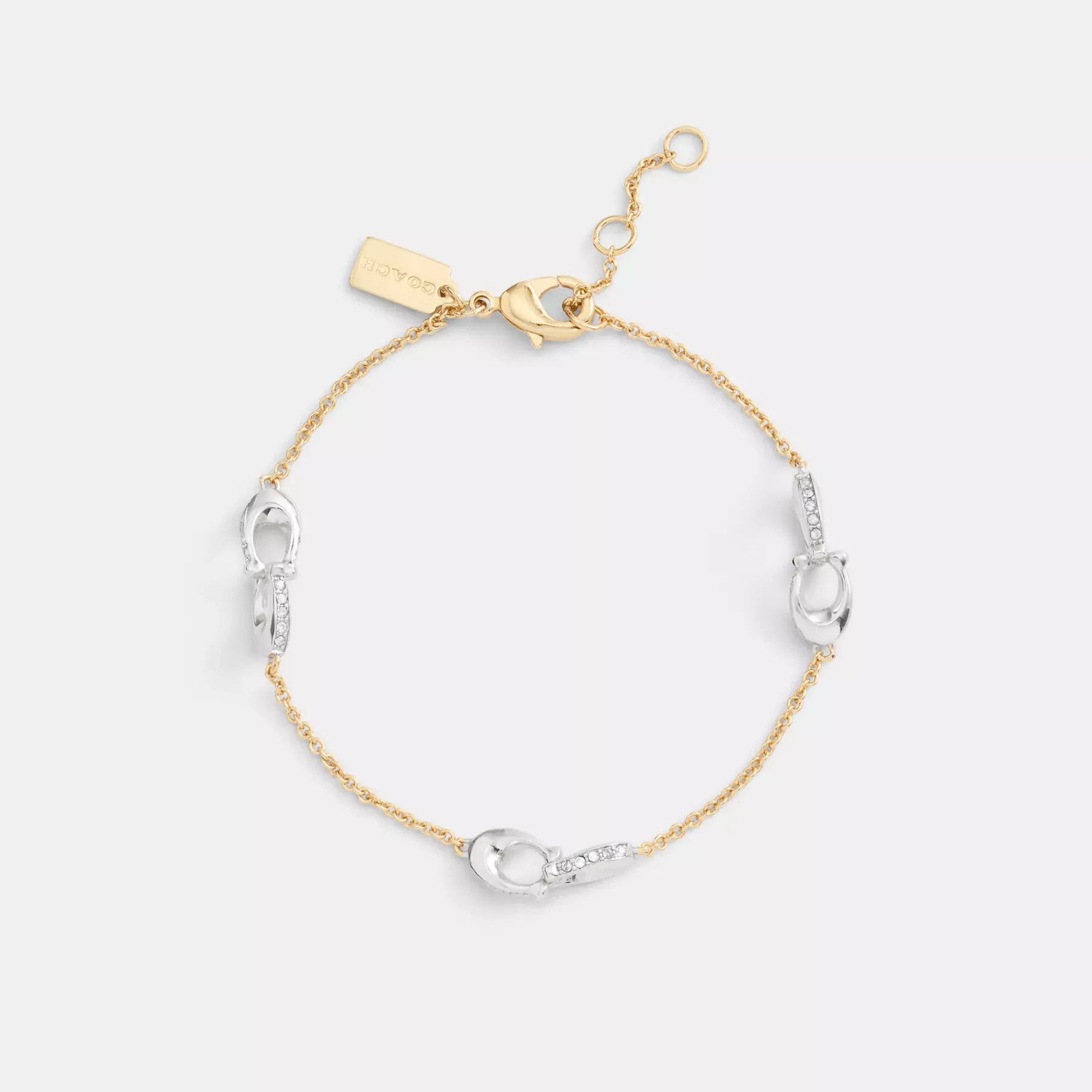 Pavé Signature Chain Bracelet Gold/Silver