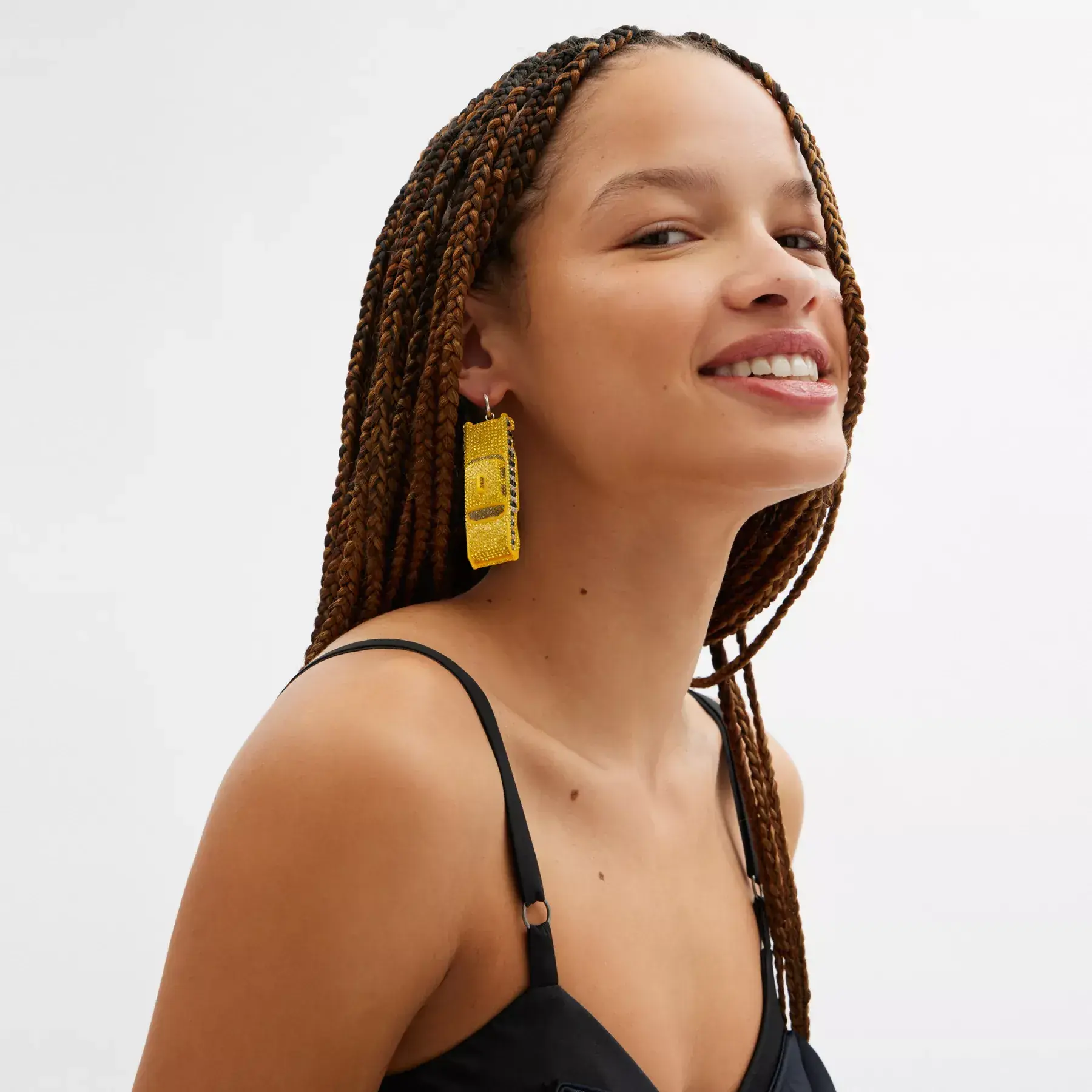 Pavé Taxi Cab Single Earring Silver/Yellow Pavé Taxi Cab Single Earring Silver/Yellow