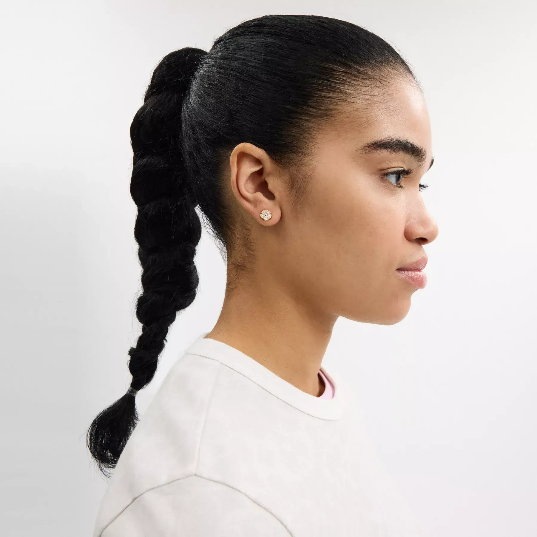 Pavé Tea Rose Stud Earrings Gold