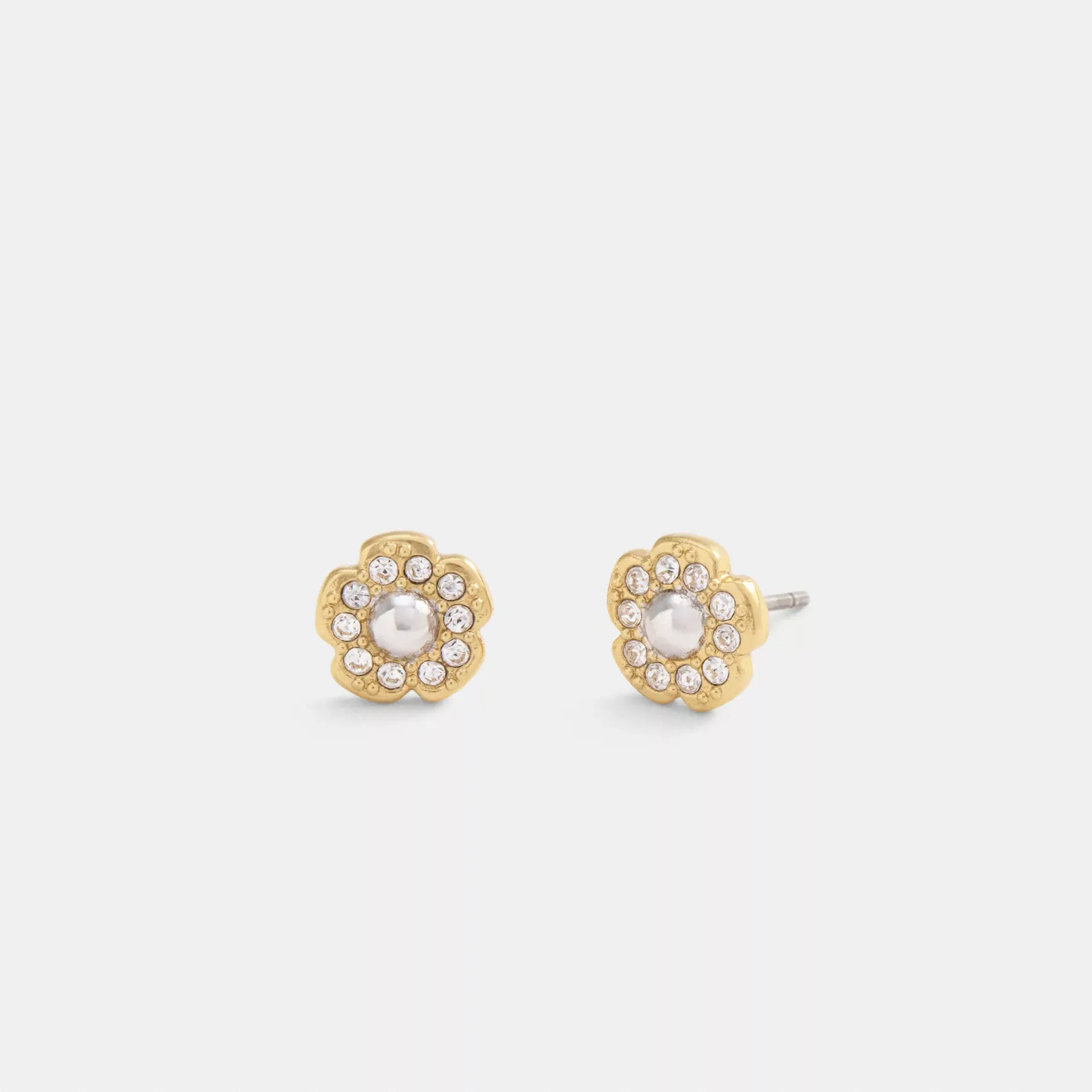 Pavé Tea Rose Stud Earrings Gold