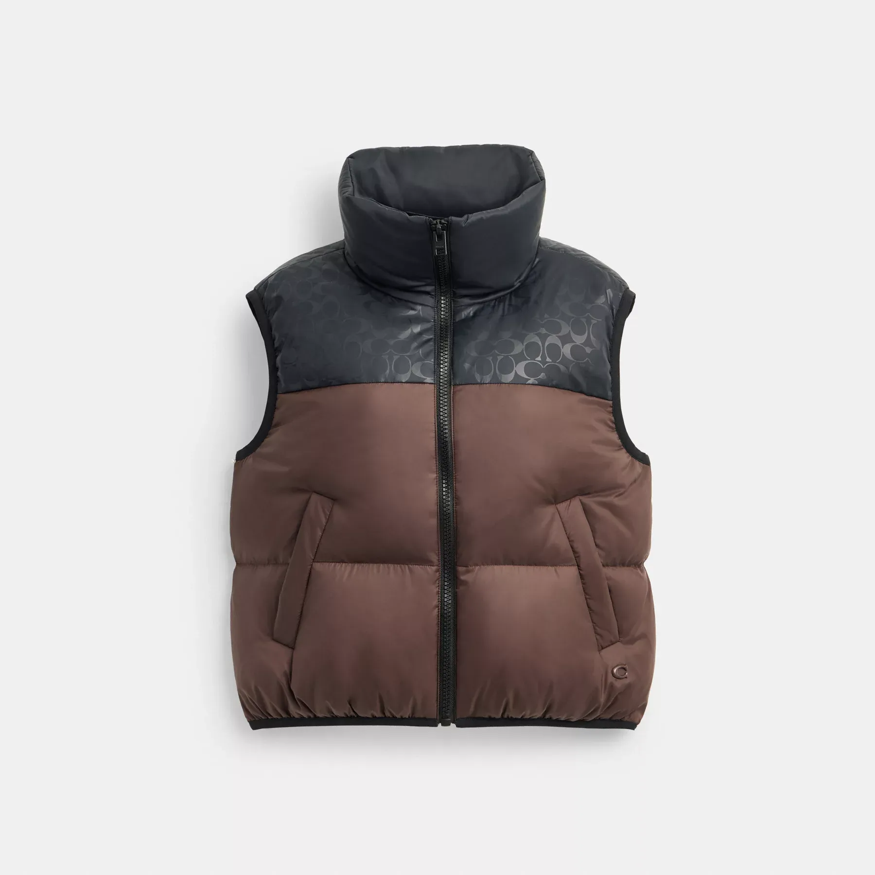 Puffer Vest In Recycled Polyamide Black/Brown Puffer Vest In Recycled Polyamide Black/Brown