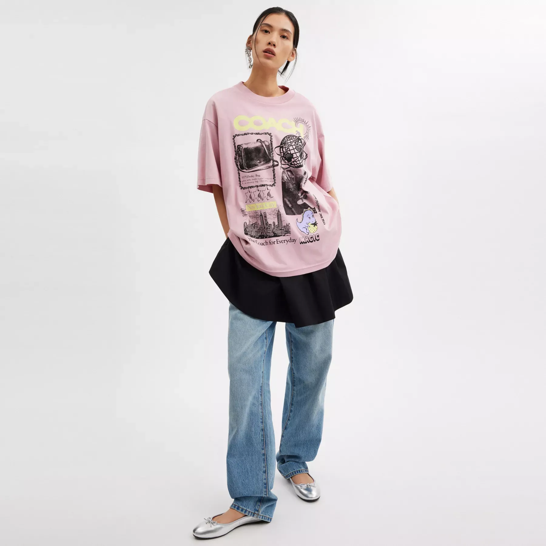 Relaxed Graphic T-Shirt In Organic Cotton Pink
