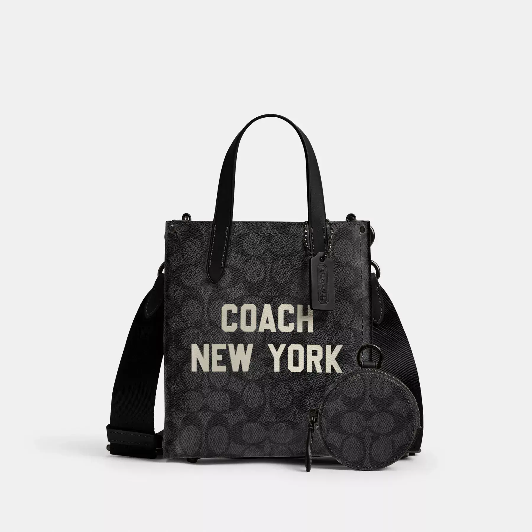 Relay Tote Bag 17 In Signature Canvas With Coach Graphic Charcoal Multi