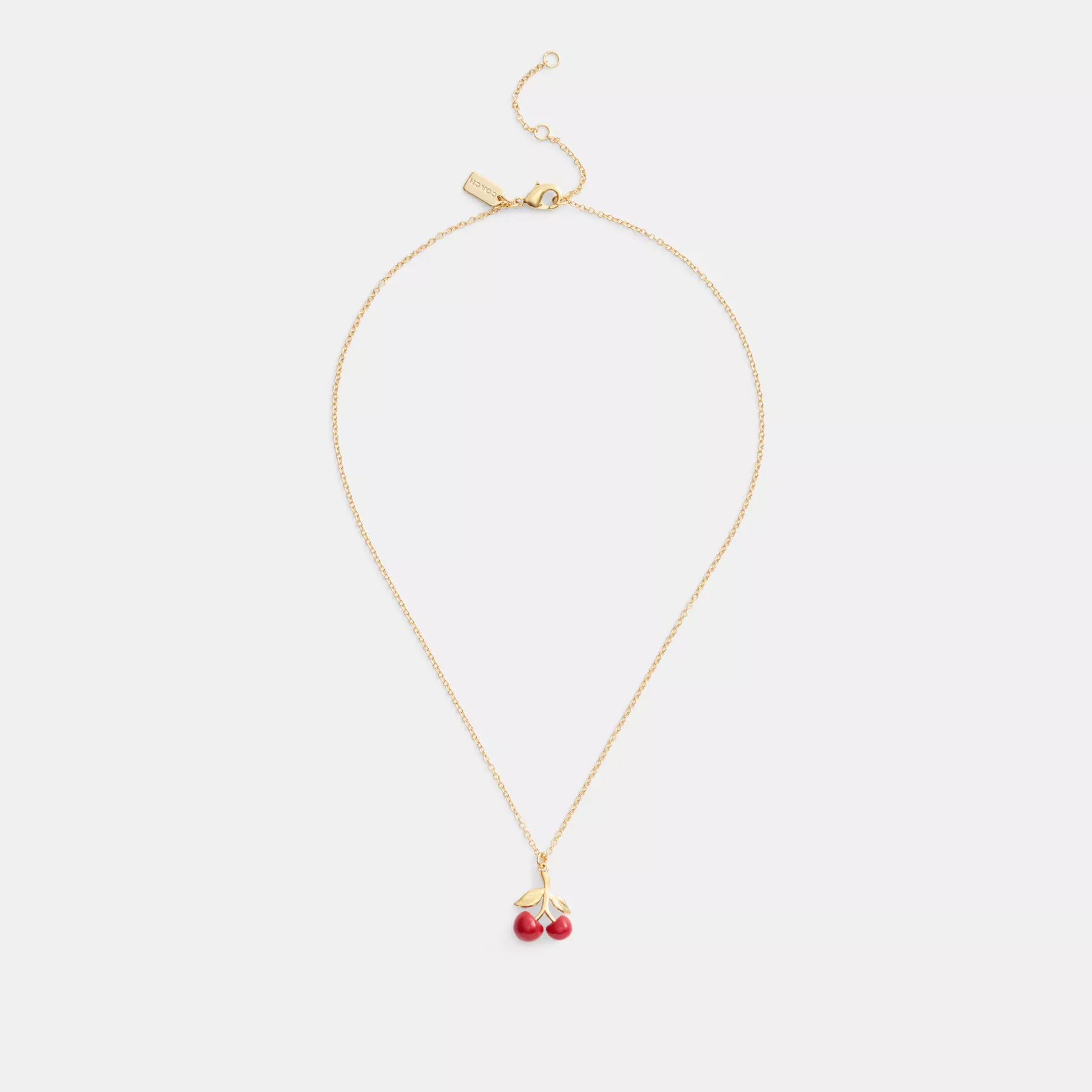 Resin Cherry Pendant Necklace Gold/Red