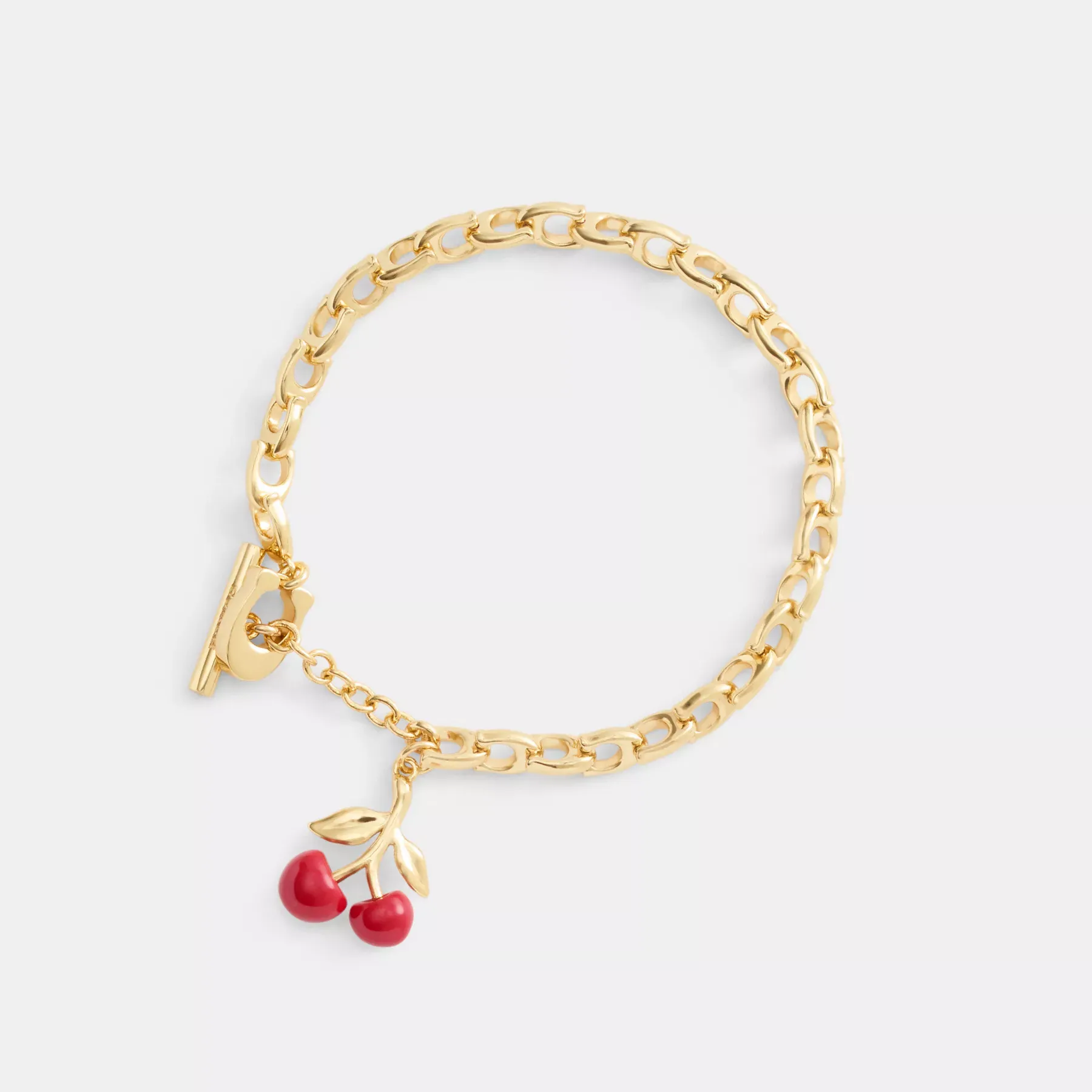 Resin Cherry Signature Chain Bracelet Gold/Red