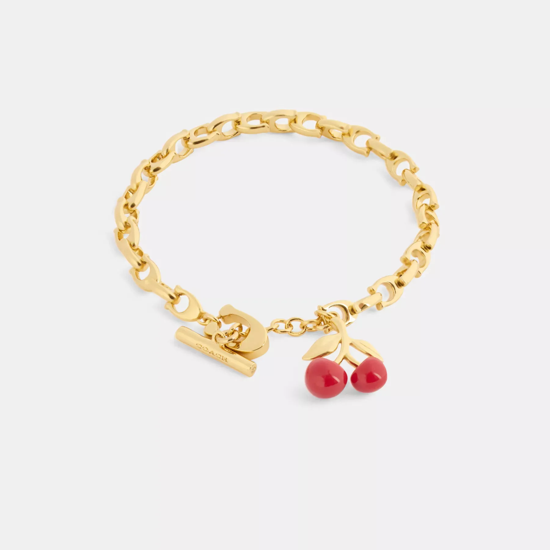 Resin Cherry Signature Chain Bracelet Gold/Red