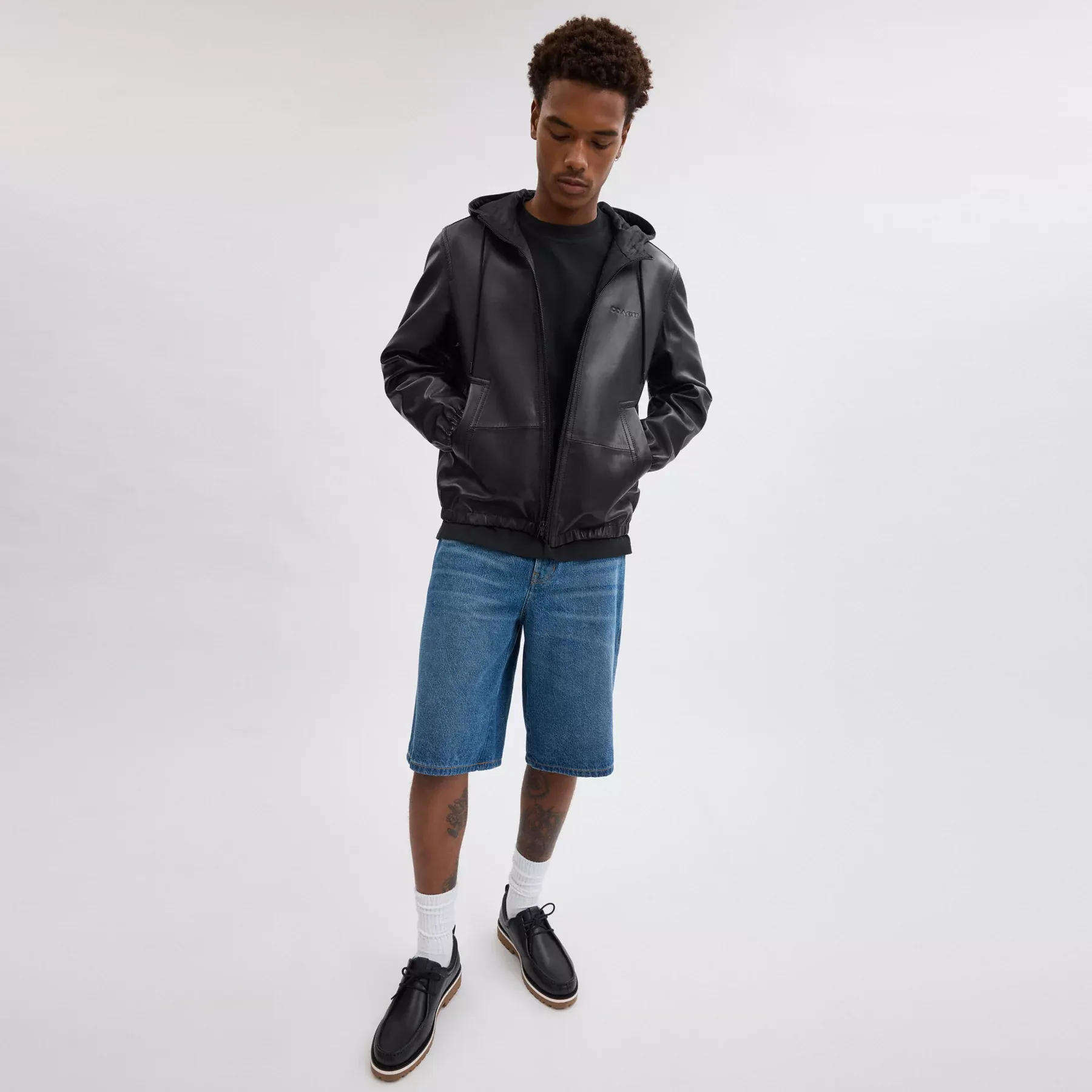 Reversible Leather Trainer Black/Charcoal