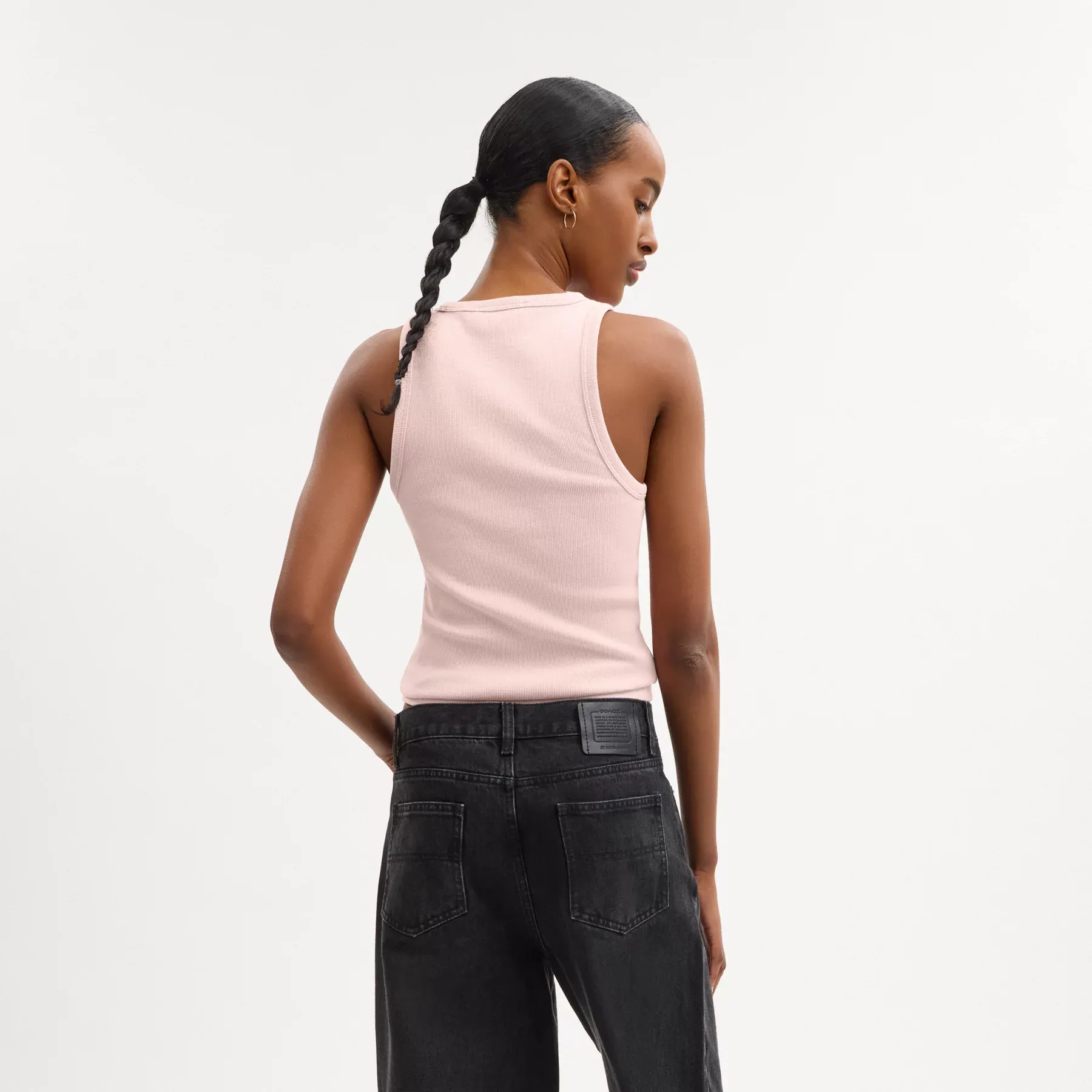 Ribbed Coach Script Tank Top Light Pink Ribbed Coach Script Tank Top Light Pink