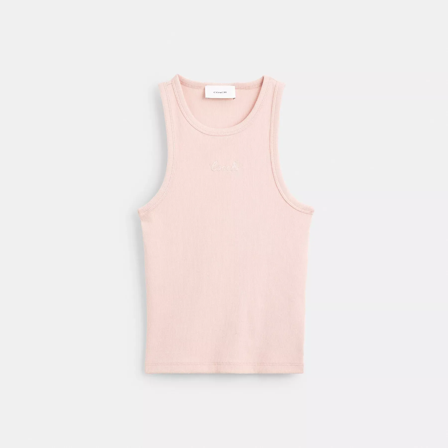 Ribbed Coach Script Tank Top Light Pink
