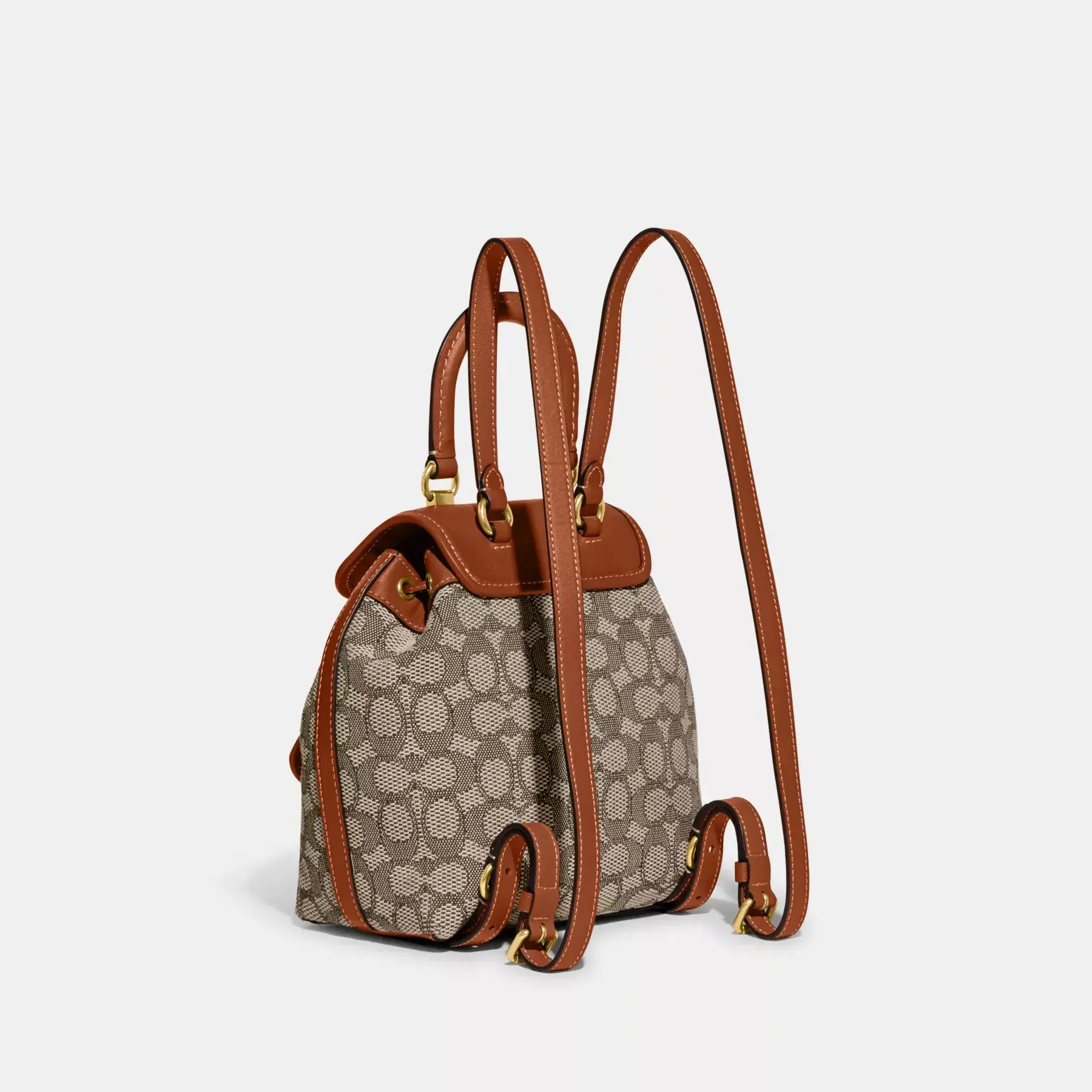 Riya Backpack 21 In Signature Textile Jacquard Cocoa Burnished Amb
