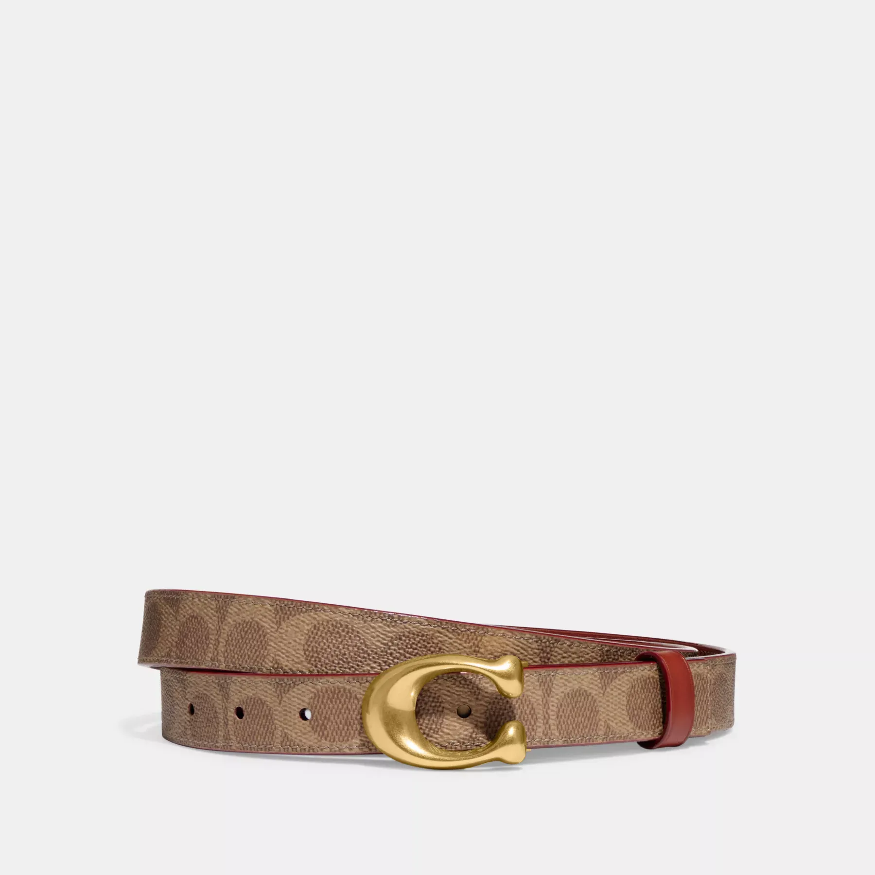 Sculpted C Buckle Cut-To-Size Reversible Belt, 25mm Tan Rust