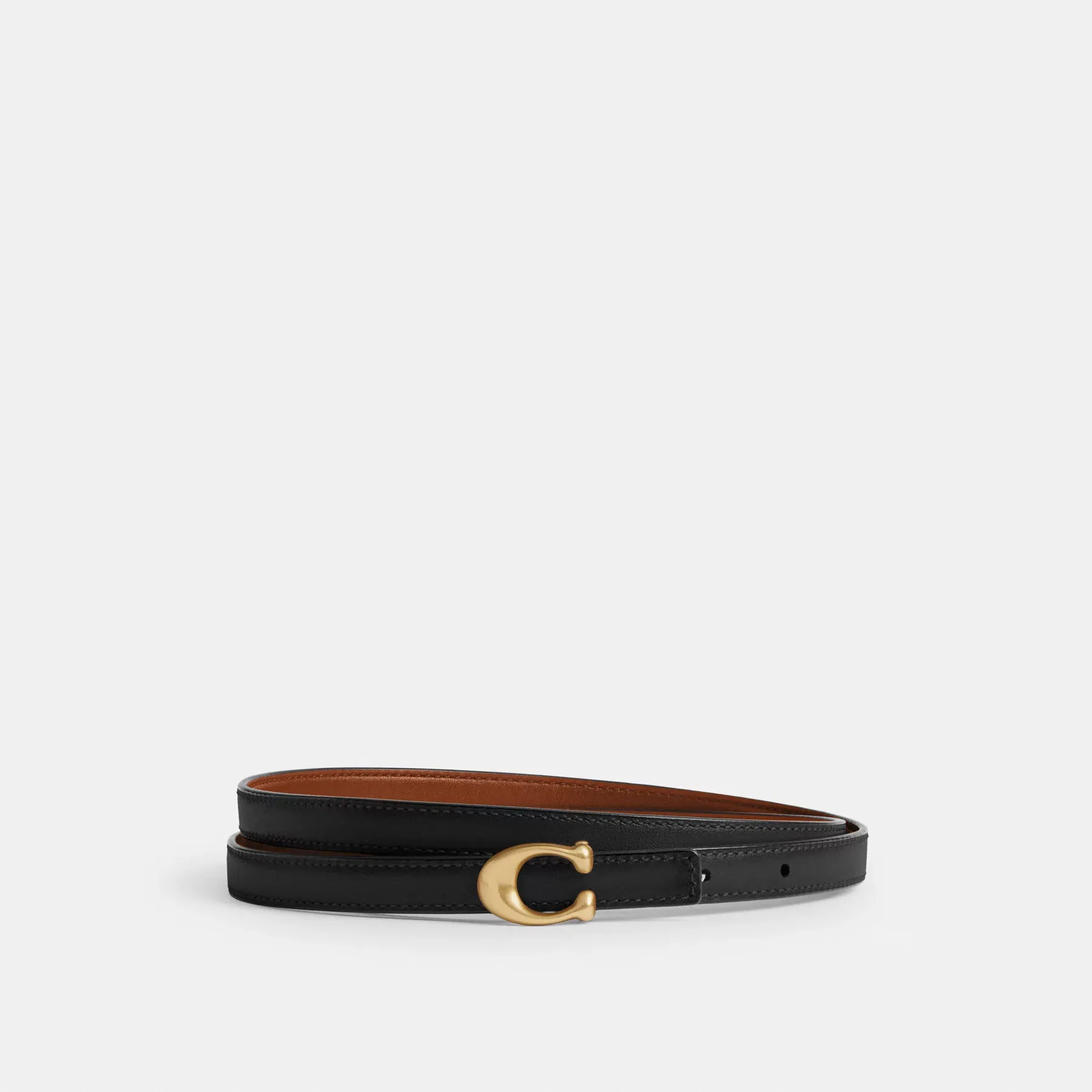 Sculpted Signature Buckle Reversible Belt, 13mm Black Burnished Amb
