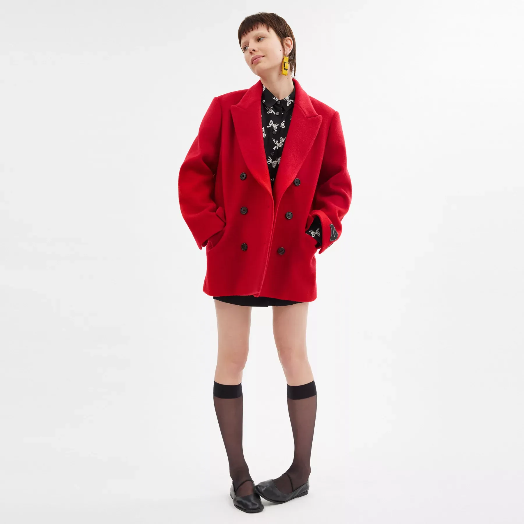 Short Coat In Recycled Wool Red
