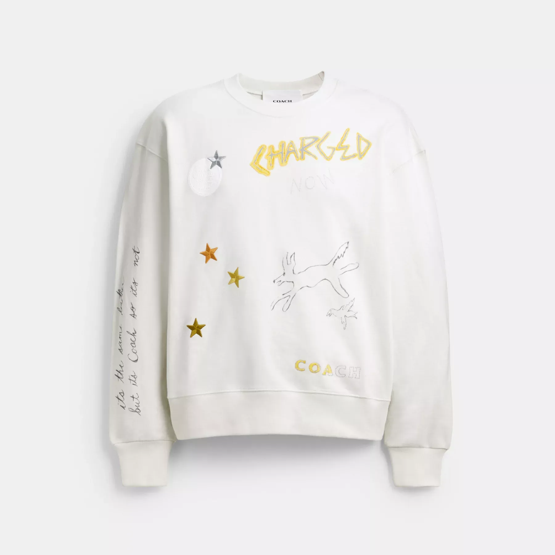 Shrunken Sketch Print Crewneck Sweatshirt White Multi