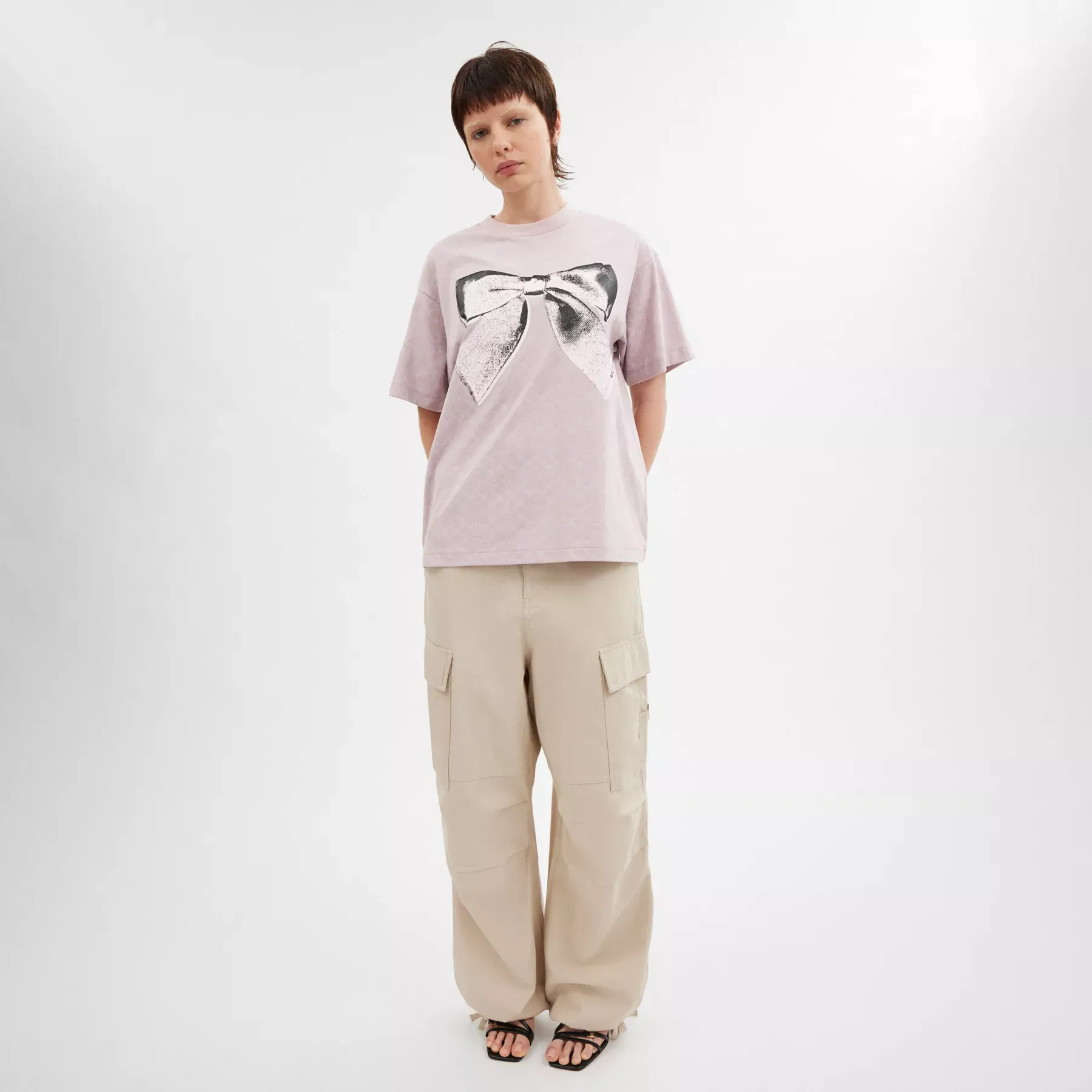 Signature Bow T-Shirt In Organic Cotton Pink Signature Signature Bow T-Shirt In Organic Cotton Pink Signature