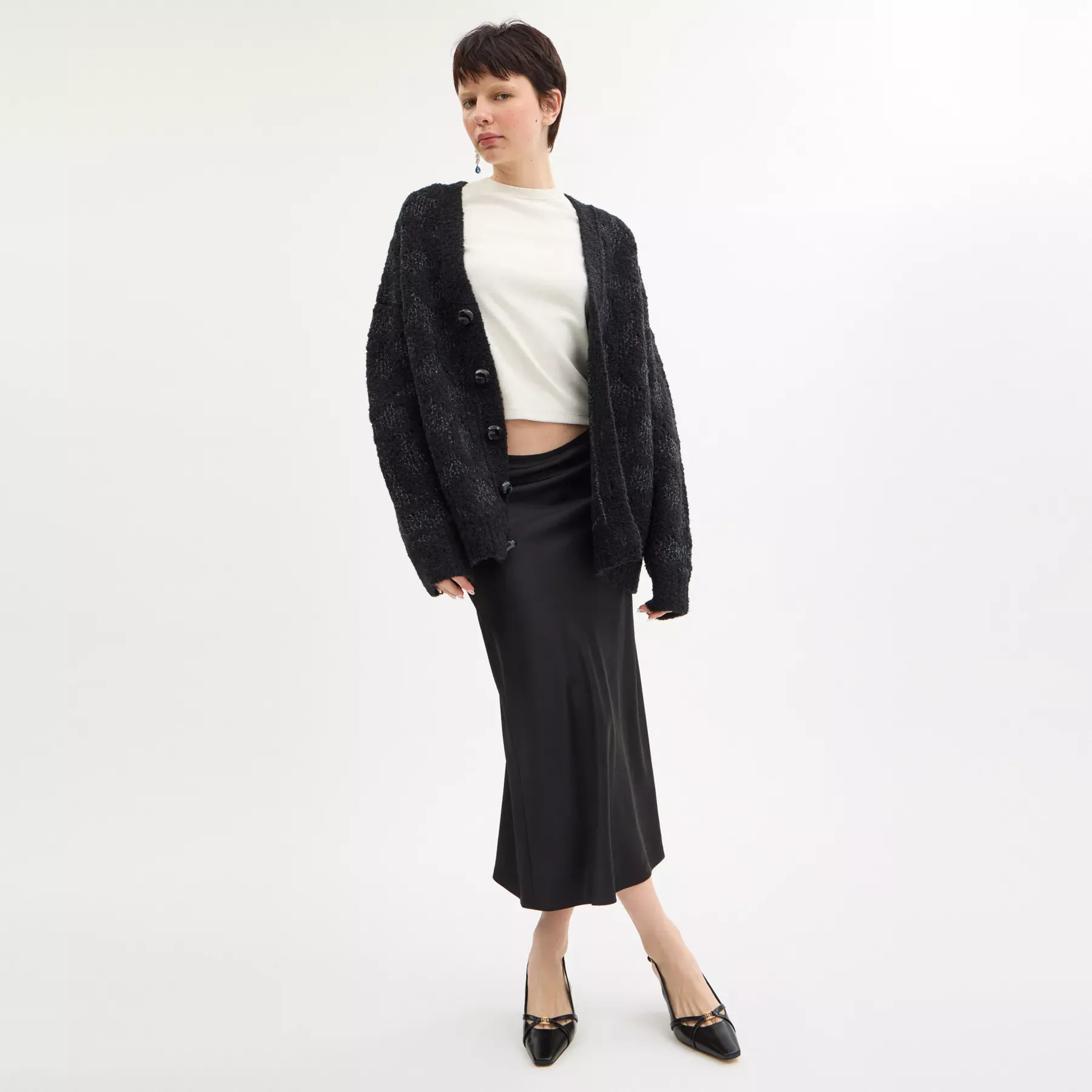 Signature Cardigan Charcoal Signature