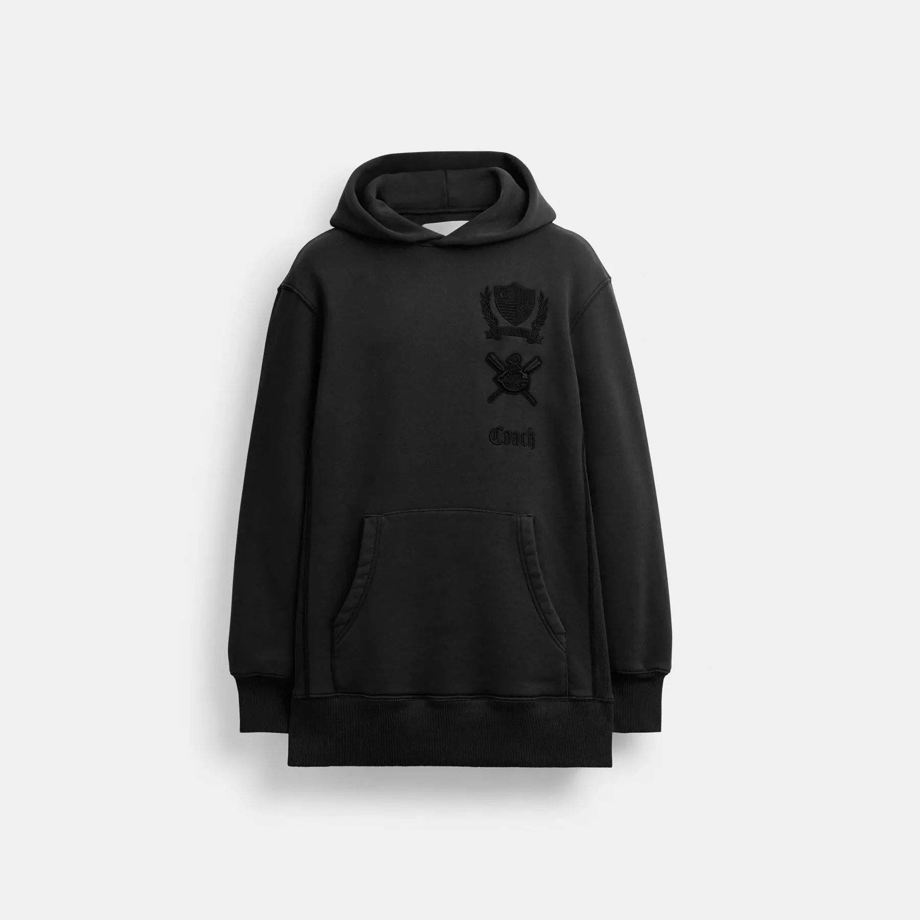 Signature Crest Hoodie Dress In Organic Cotton Black