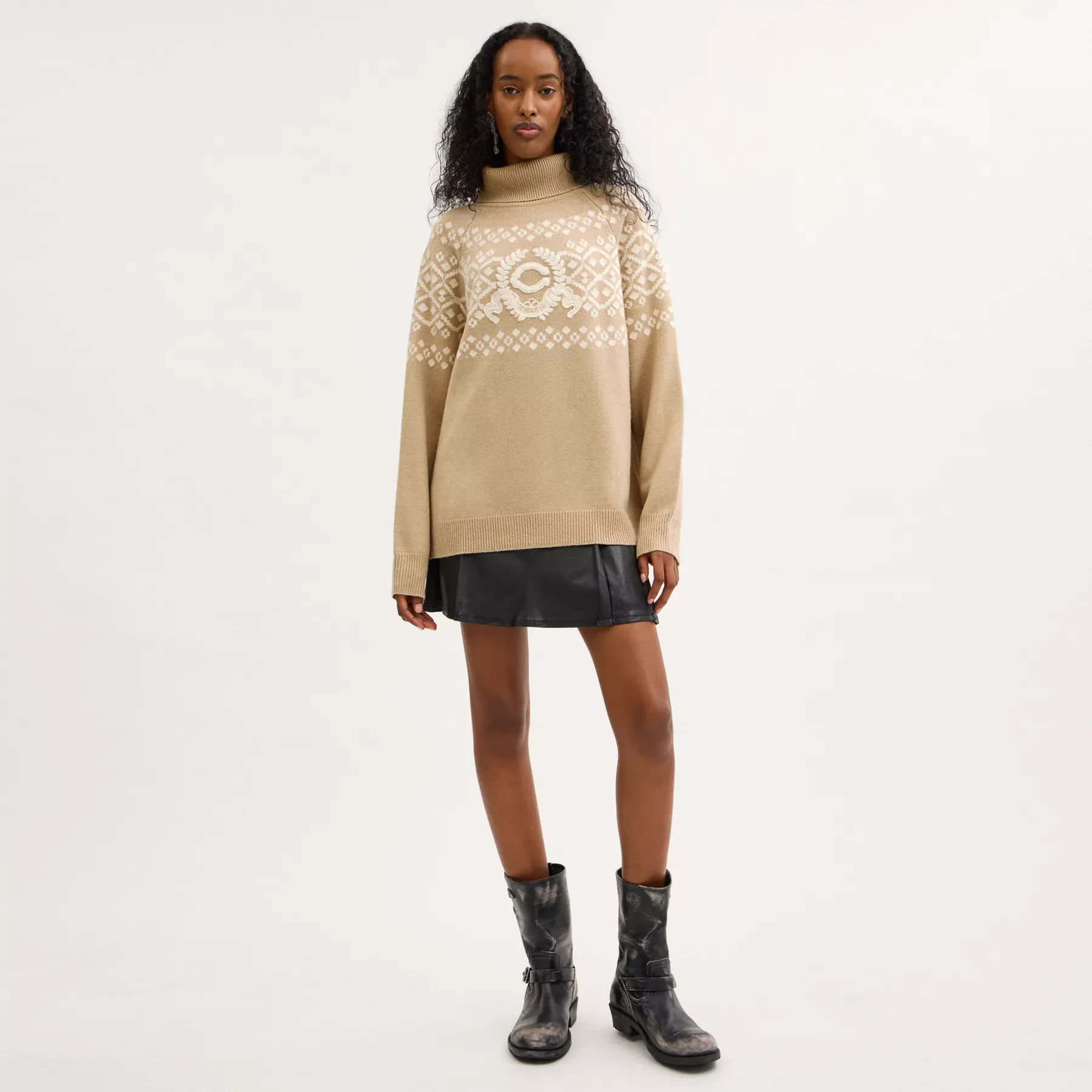 Signature Crest Turtleneck Tan Multi Signature Crest Turtleneck Tan Multi