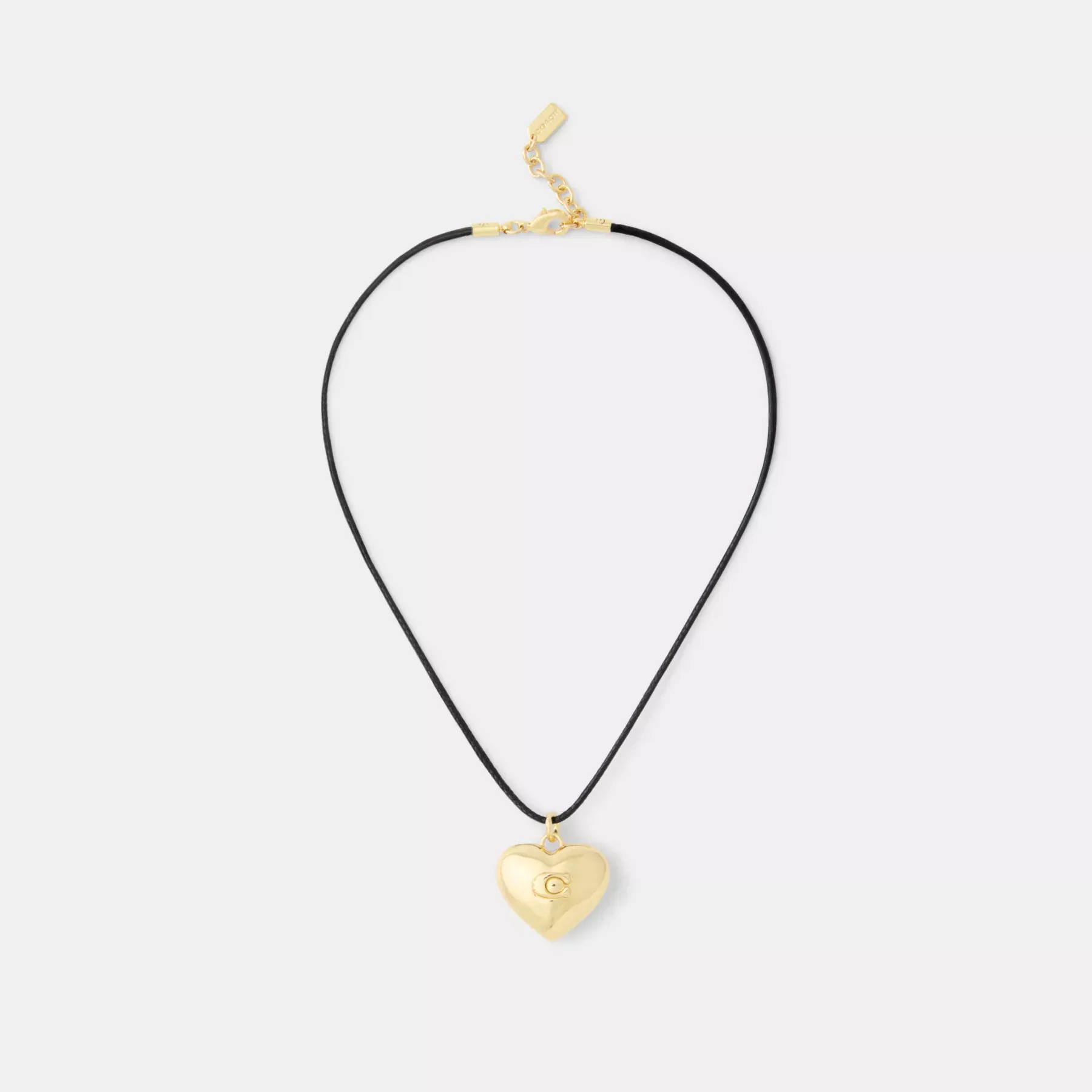 Signature Heart Pendant Cord Necklace Gold/Black
