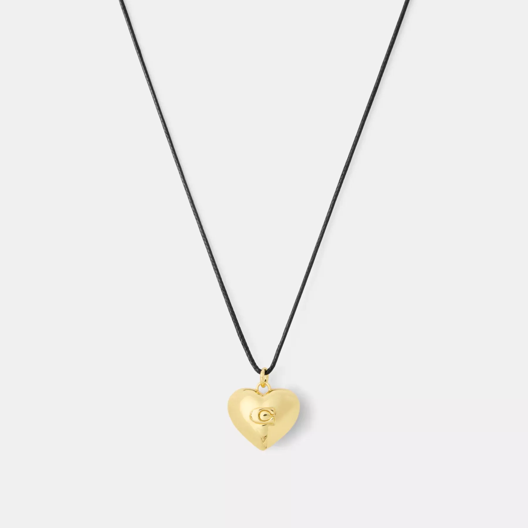 Signature Heart Pendant Cord Necklace Gold/Black