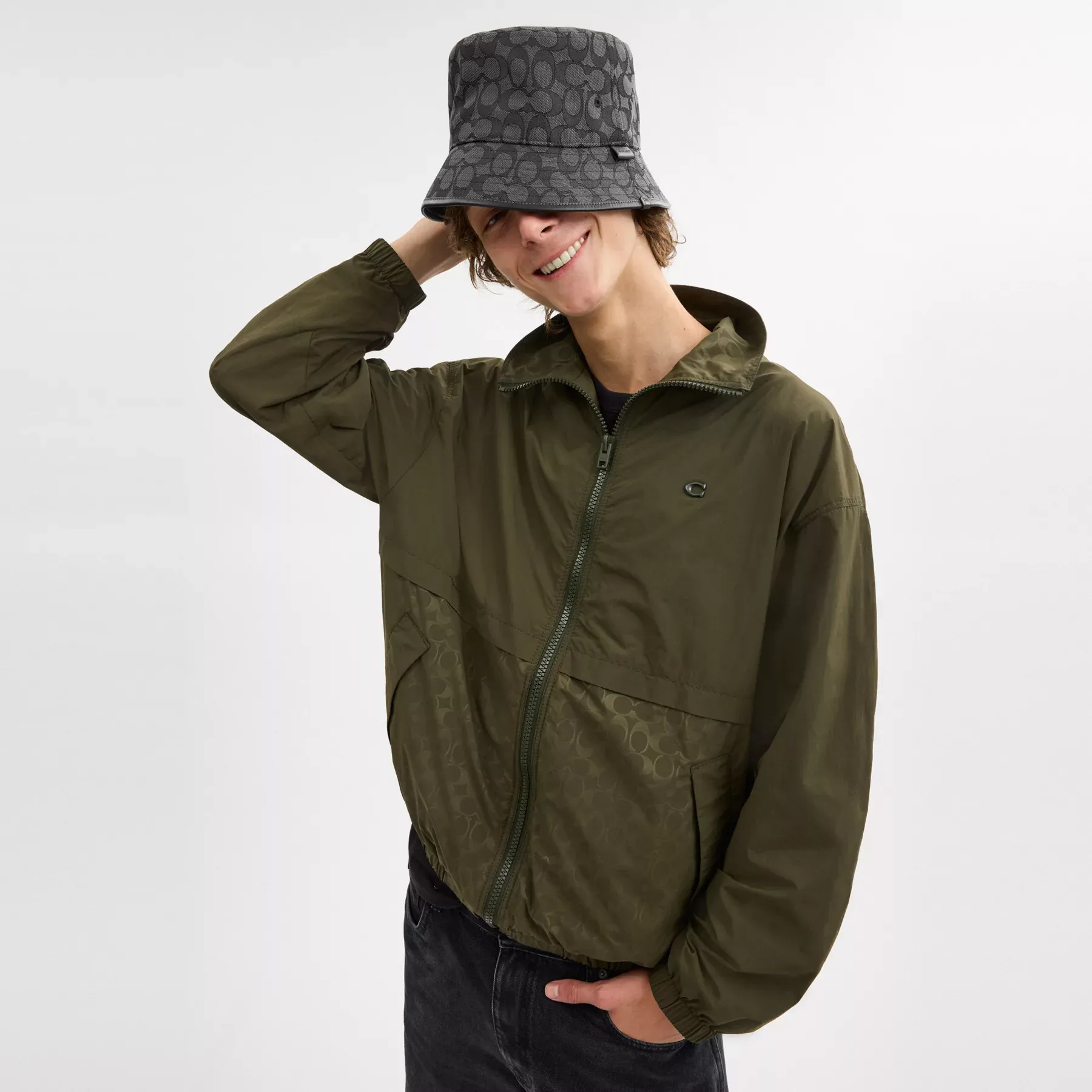 Signature Jacquard Bucket Hat Charcoal