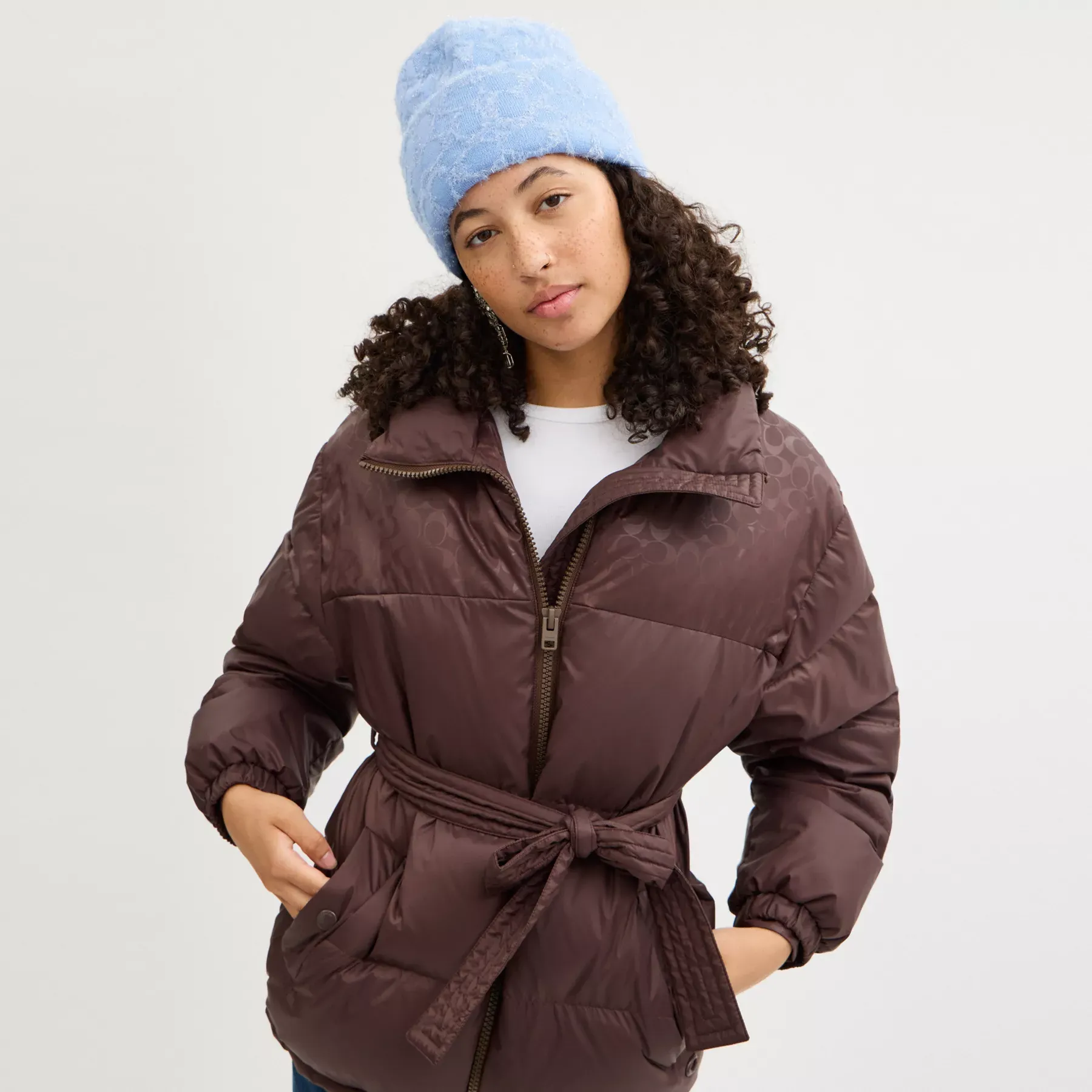 Signature Metallic Beanie Mist Blue