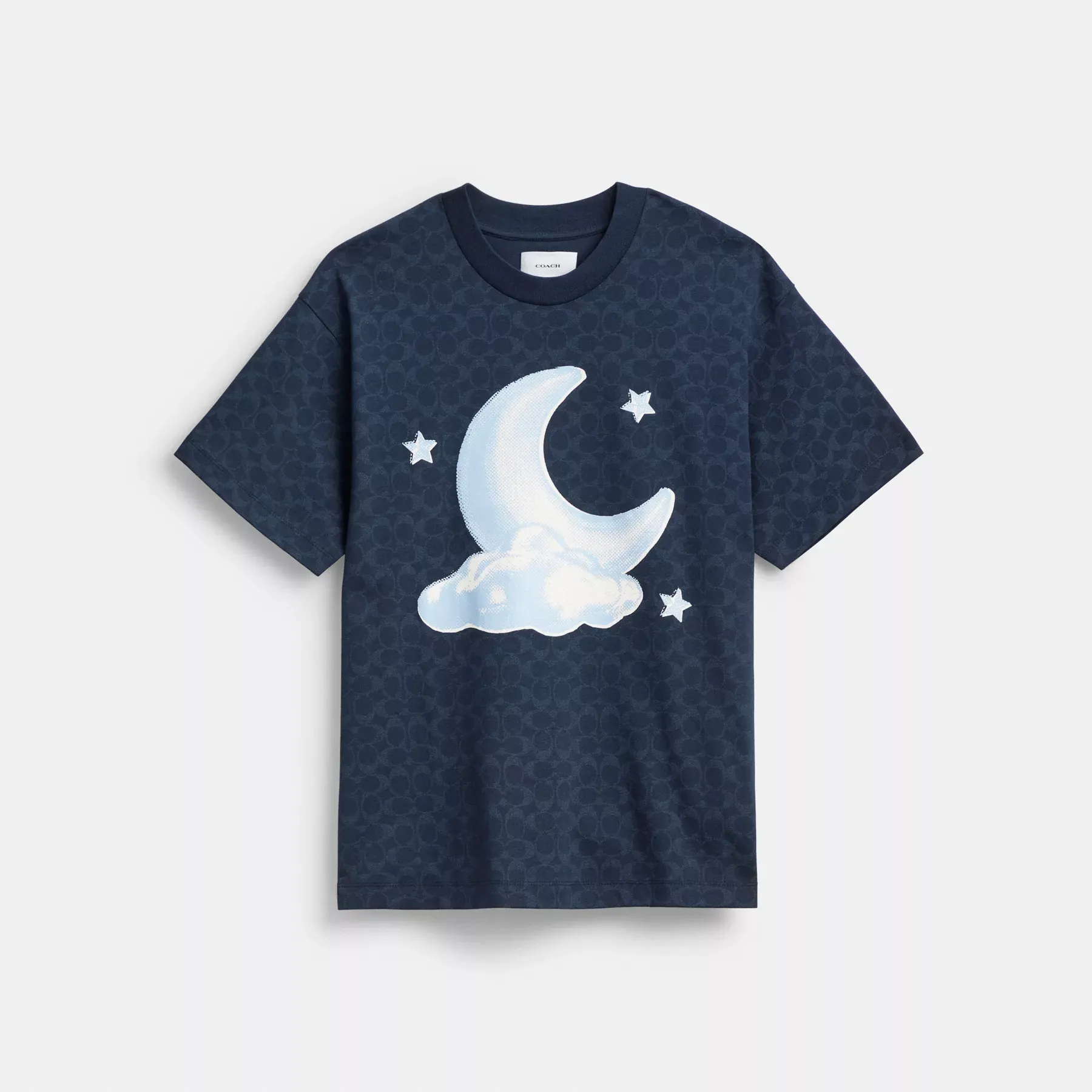 Signature Moon Relaxed T-Shirt In Organic Cotton Navy Signature