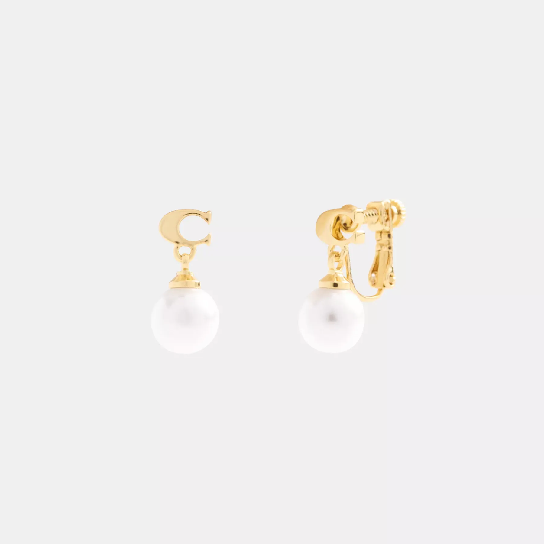 Signature Pearl Drop Clip-On Earrings Gold/Pearl