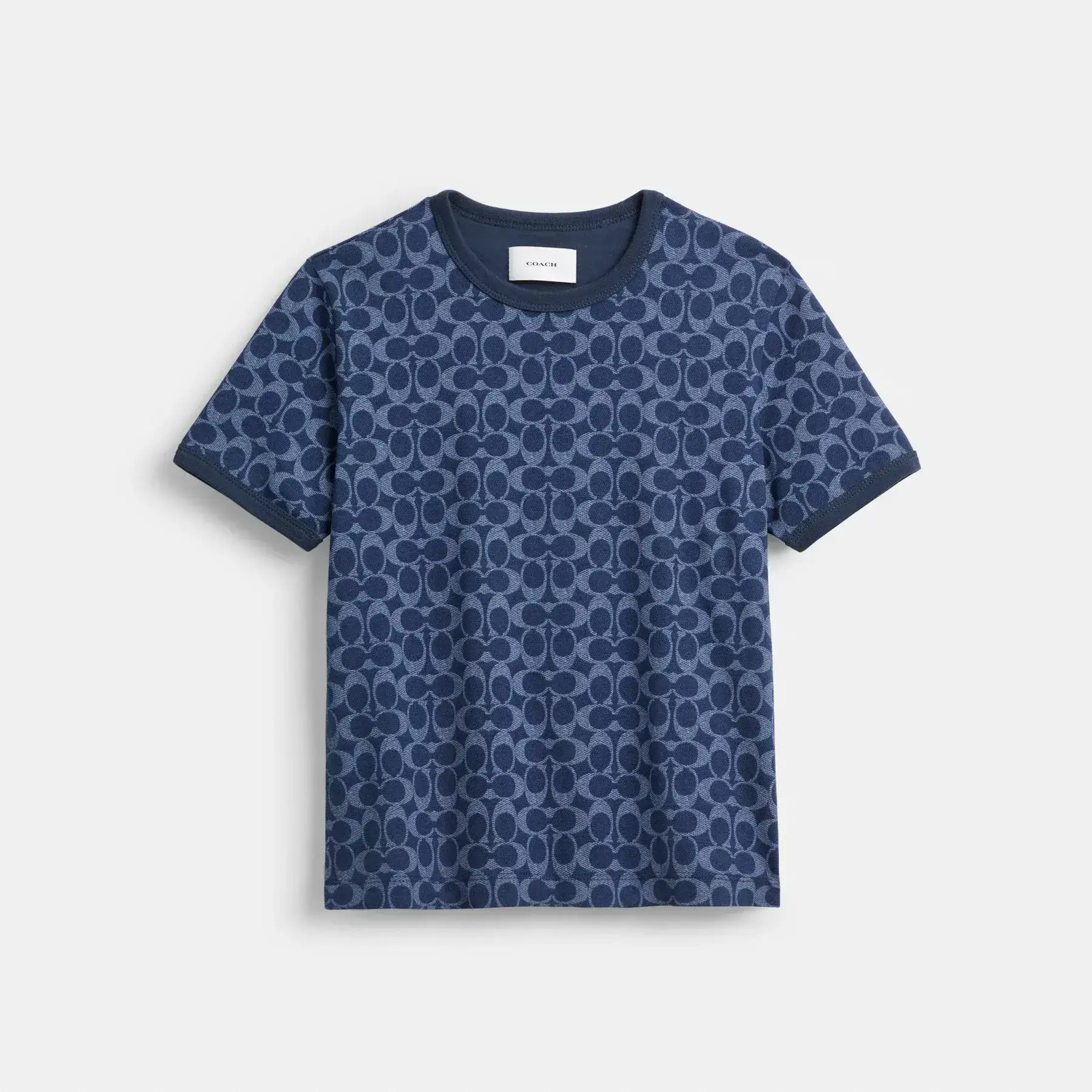 Signature Ringer T-Shirt In Organic Cotton Blue Signature