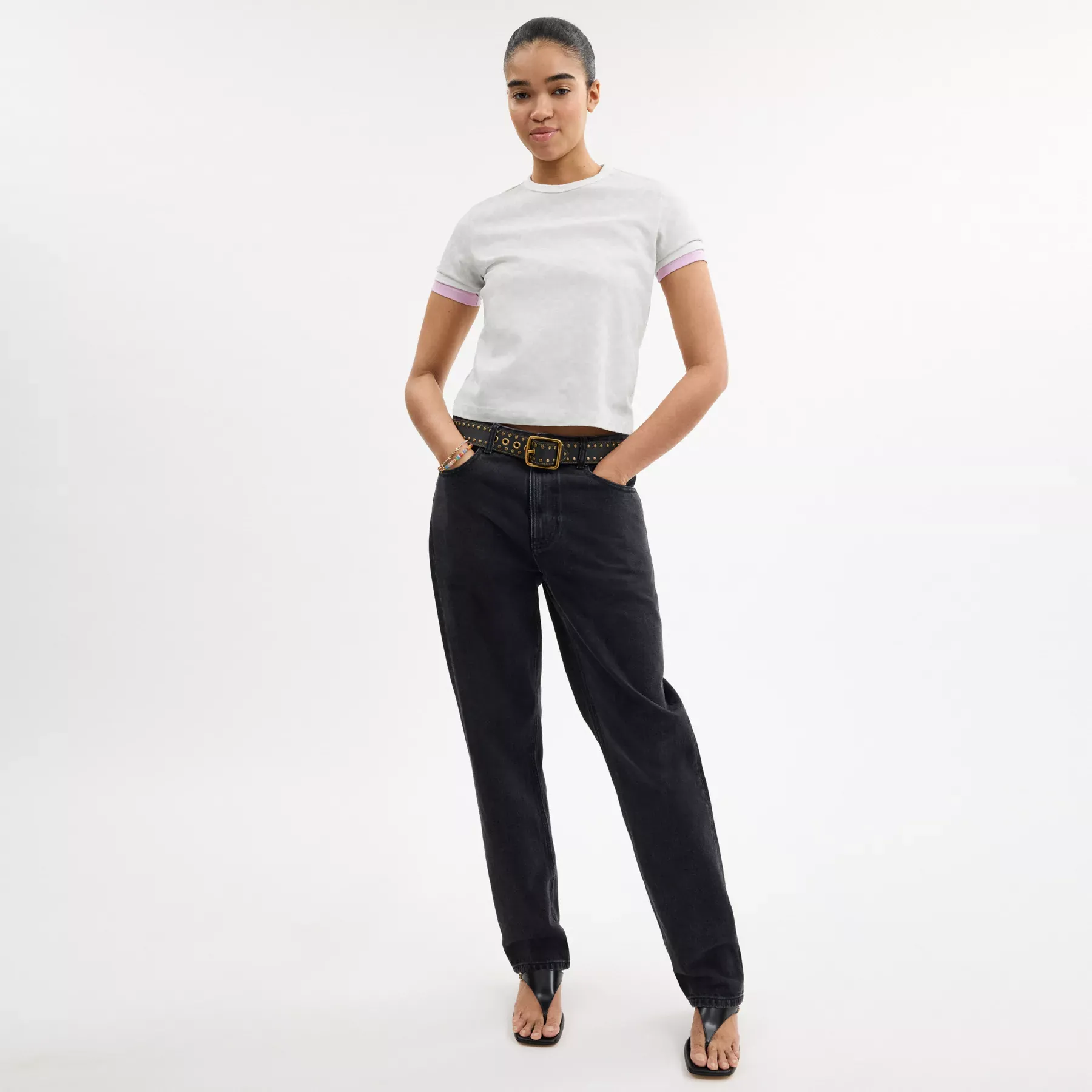 Signature Ringer T-Shirt In Organic Cotton White Multi