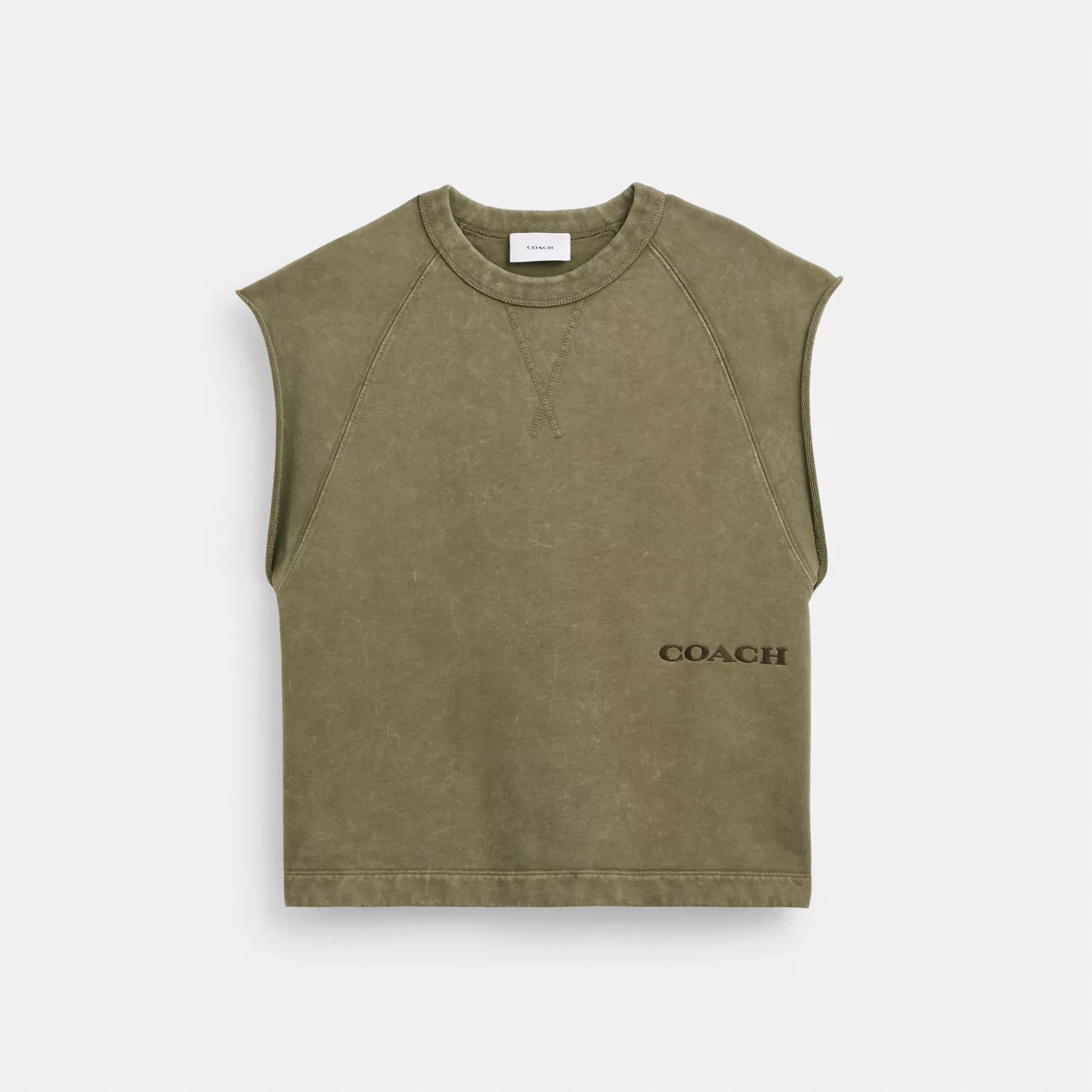 Sleeveless Garment Dye Crewneck Olive