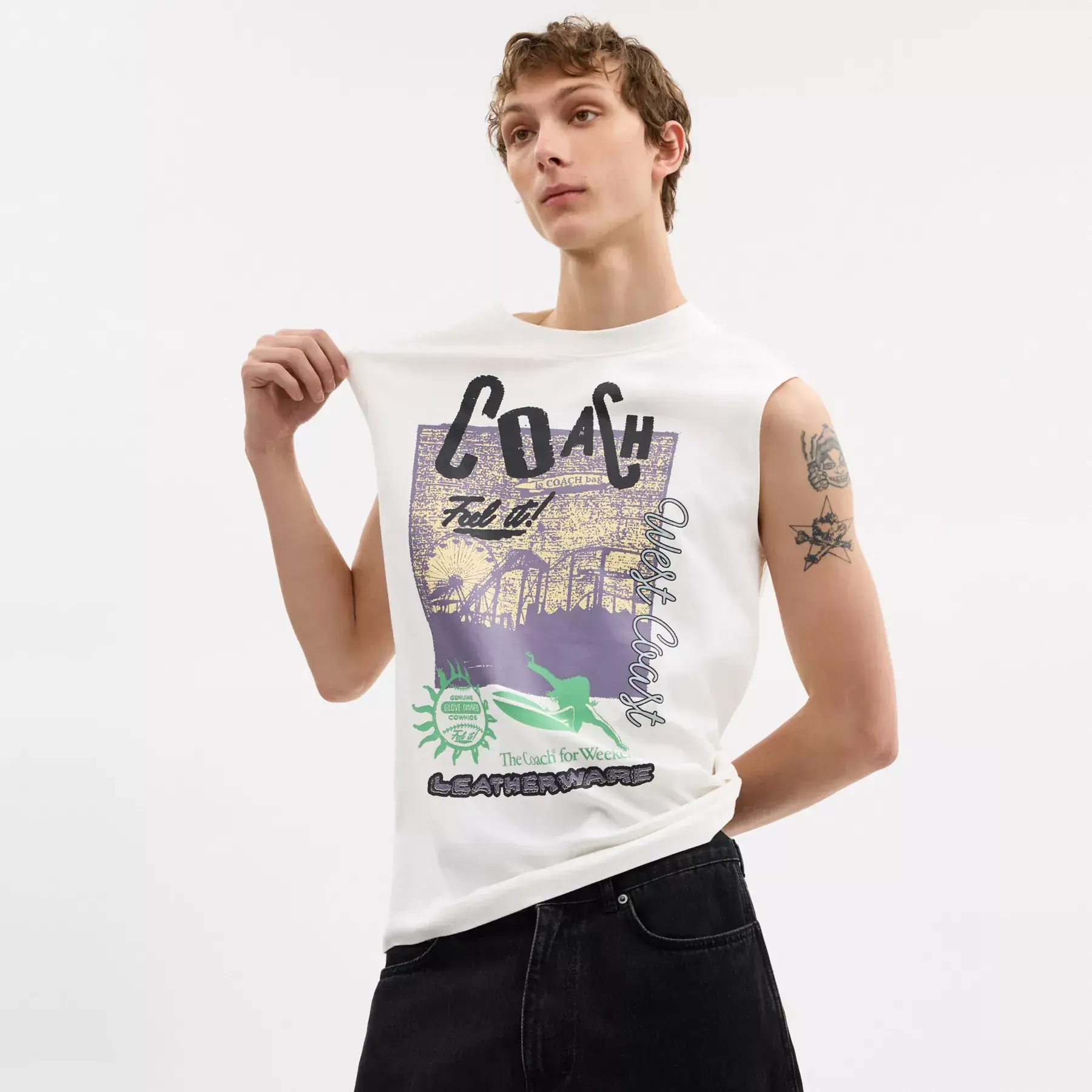 Sleeveless Graphic T-Shirt White Multi