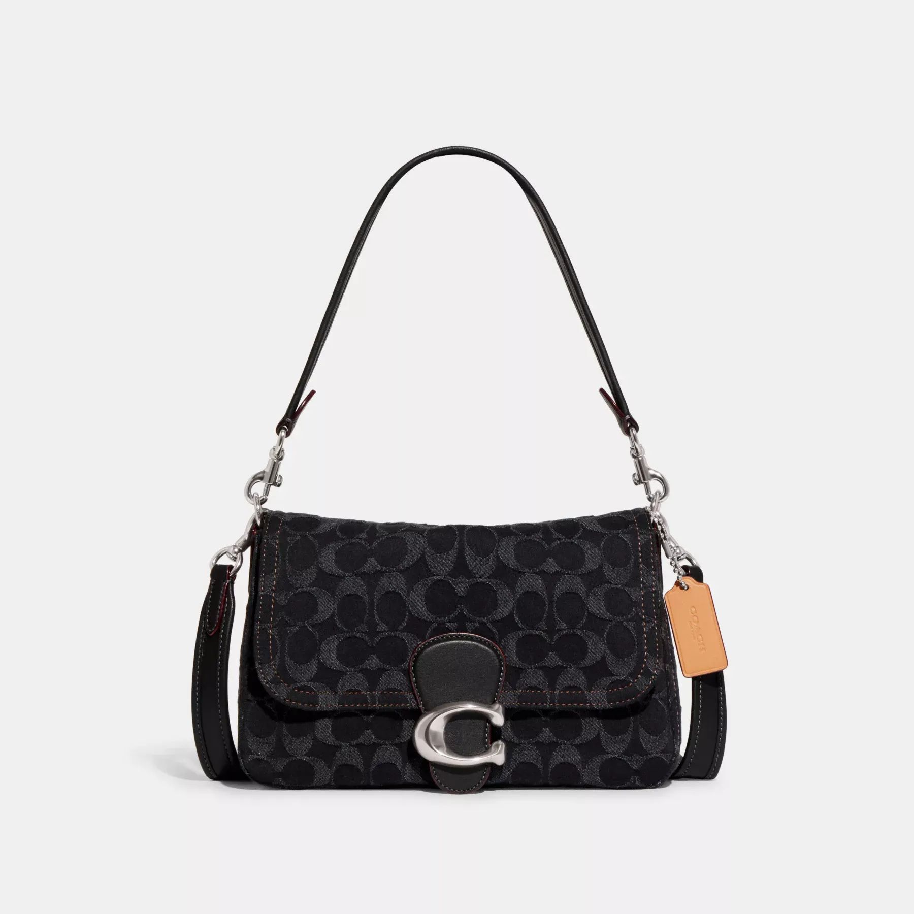 Soft Tabby Shoulder Bag In Signature Denim Black Denim