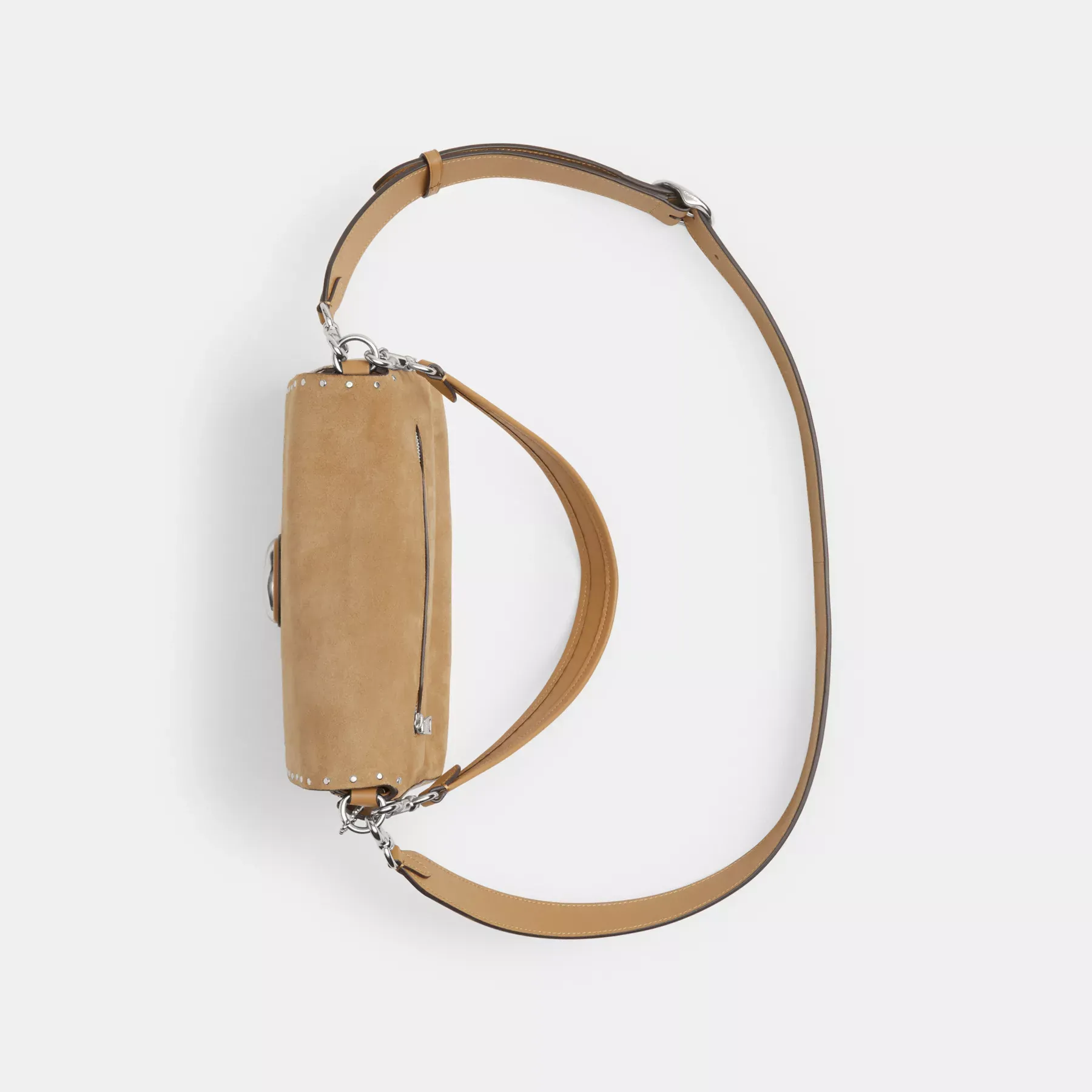 Soft Tabby Shoulder Bag With Rivets And Tooling Peanut