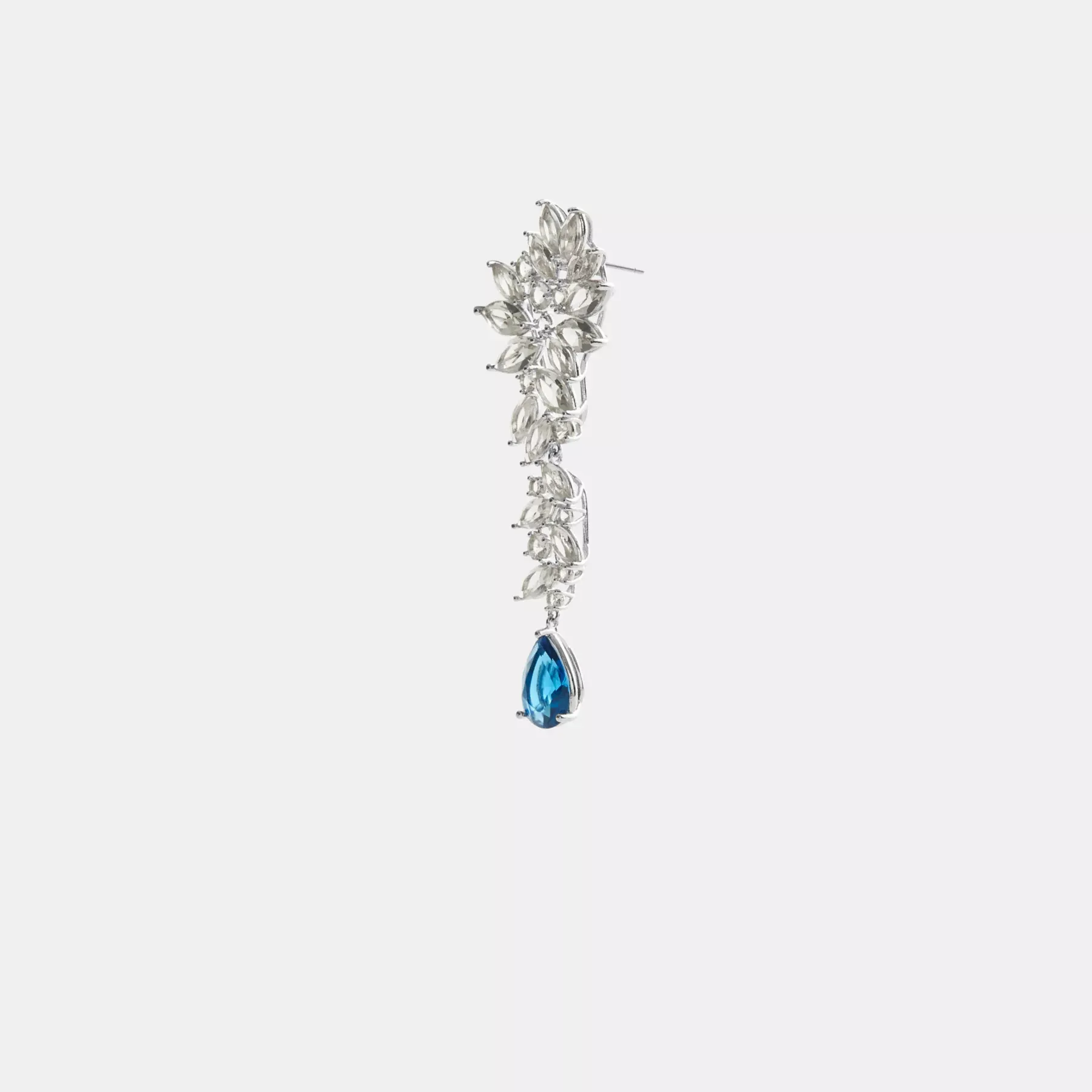 Statement Crystal Single Earring Silver/Blue Statement Crystal Single Earring Silver/Blue