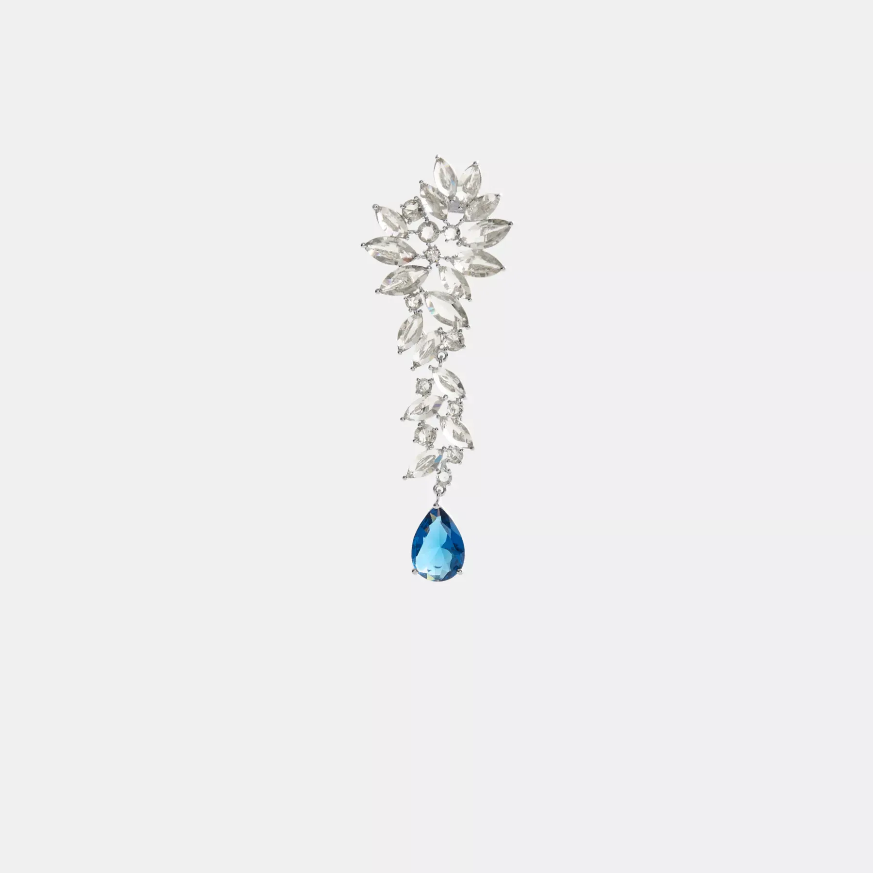 Statement Crystal Single Earring Silver/Blue Statement Crystal Single Earring Silver/Blue
