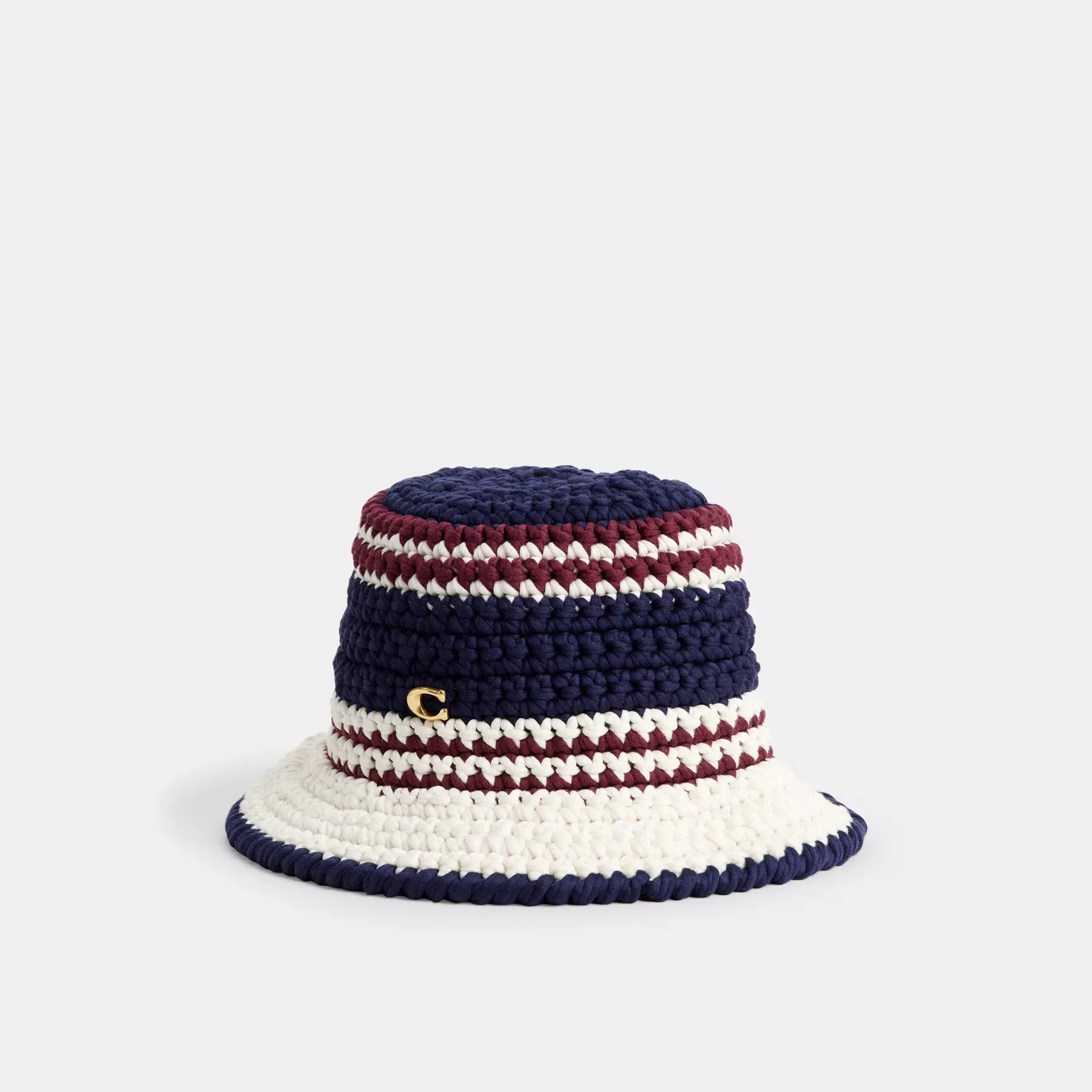 Stripe Crochet Bucket Hat Navy Multi